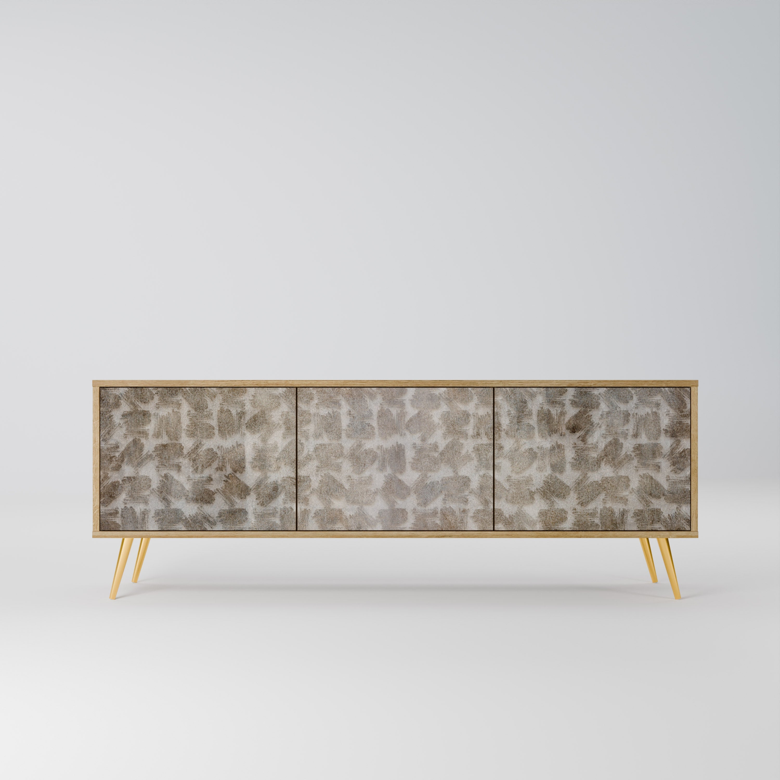 SLIGHTLY BLURRED 3-Door TV Stand in Oak Effect