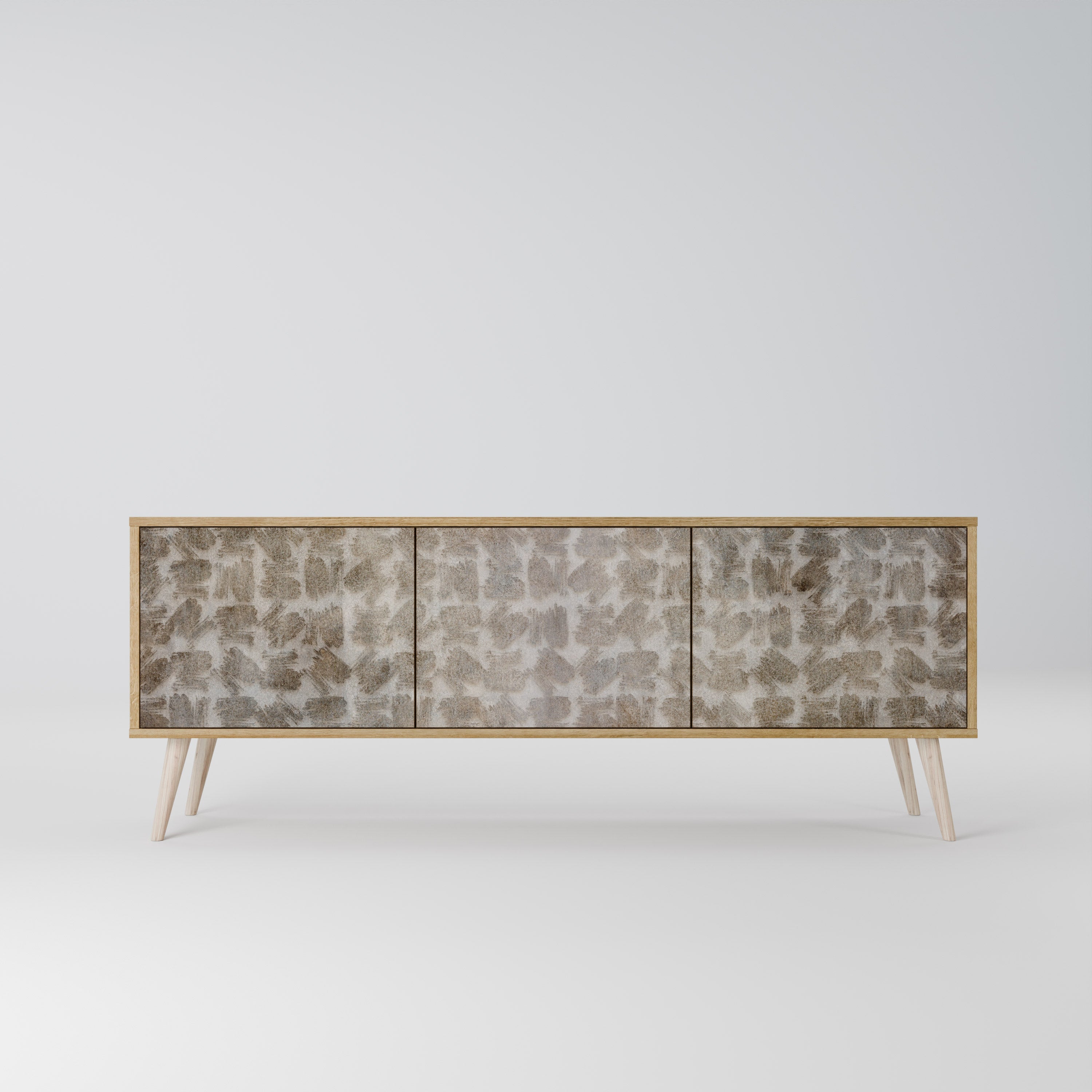 SLIGHTLY BLURRED 3-Door TV Stand in Oak Effect