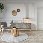 SLIGHTLY BLURRED 3-Door TV Stand in Oak Effect