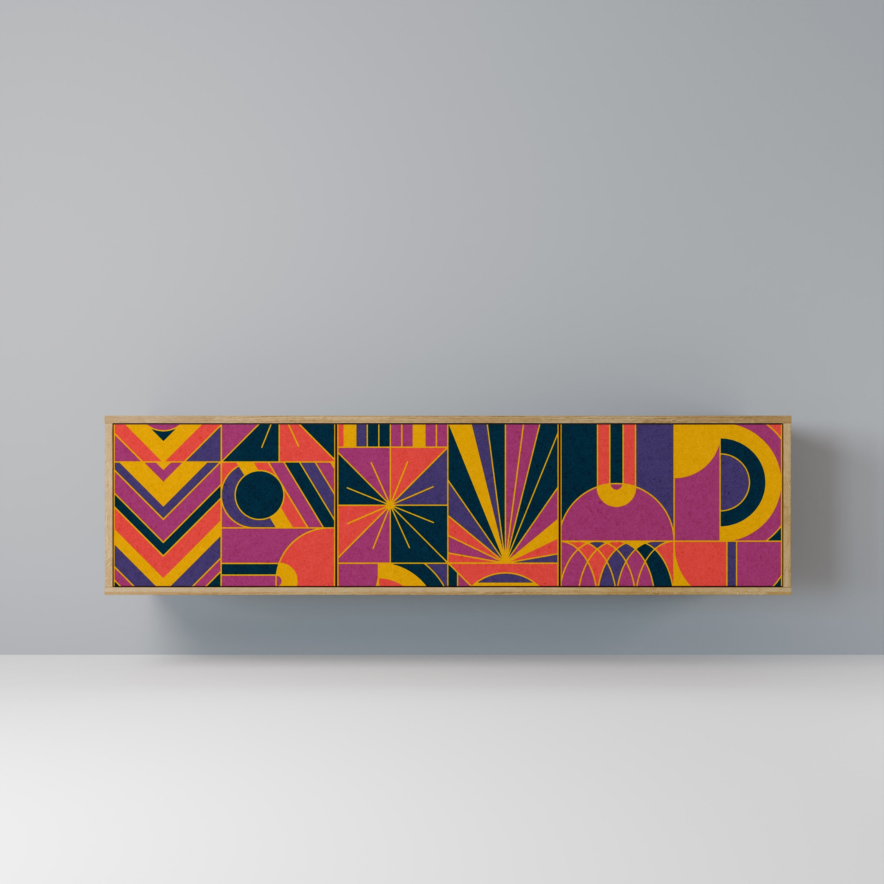 ELECTRIC PATTERNS 3-Door TV Stand in Oak Effect