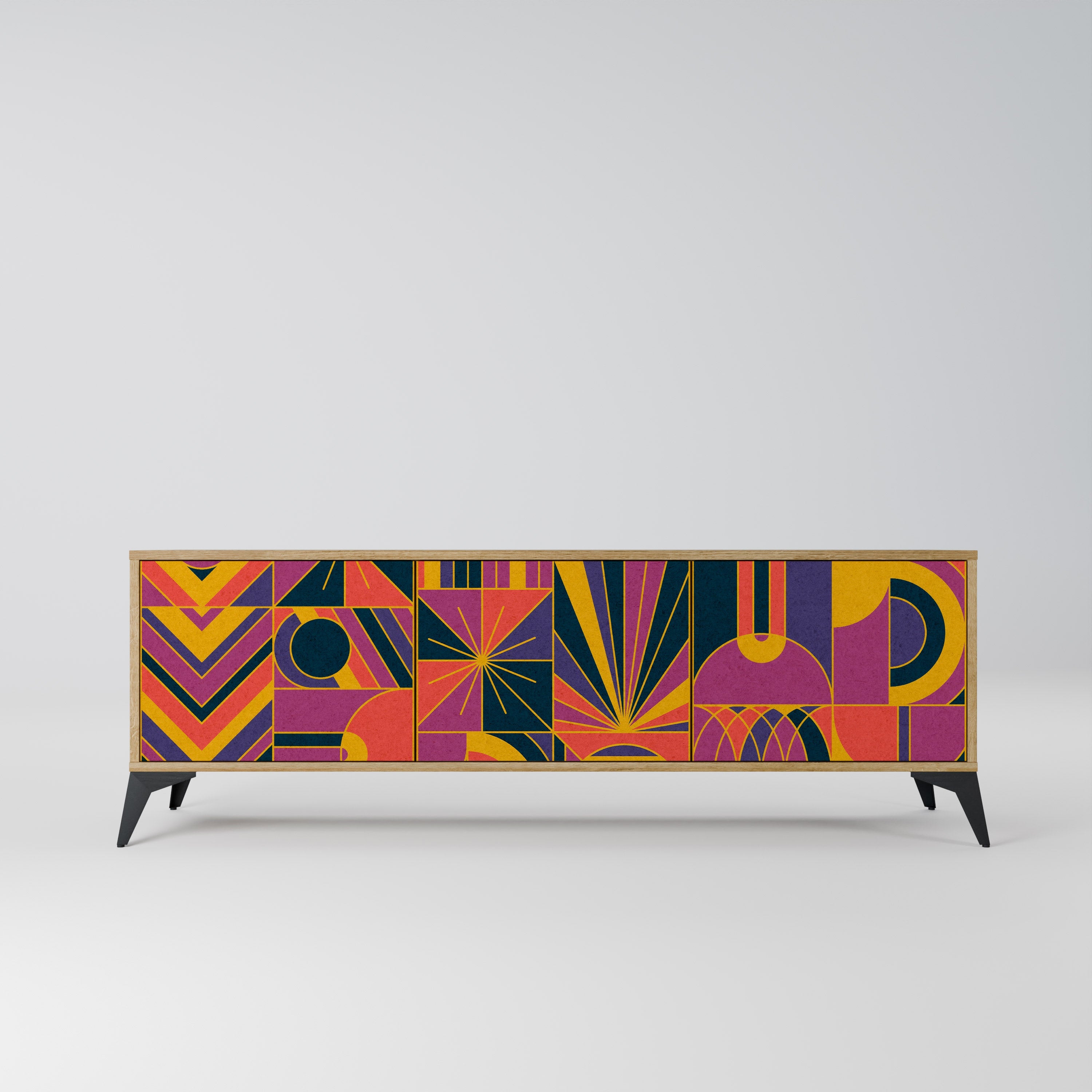 ELECTRIC PATTERNS 3-Door TV Stand in Oak Effect