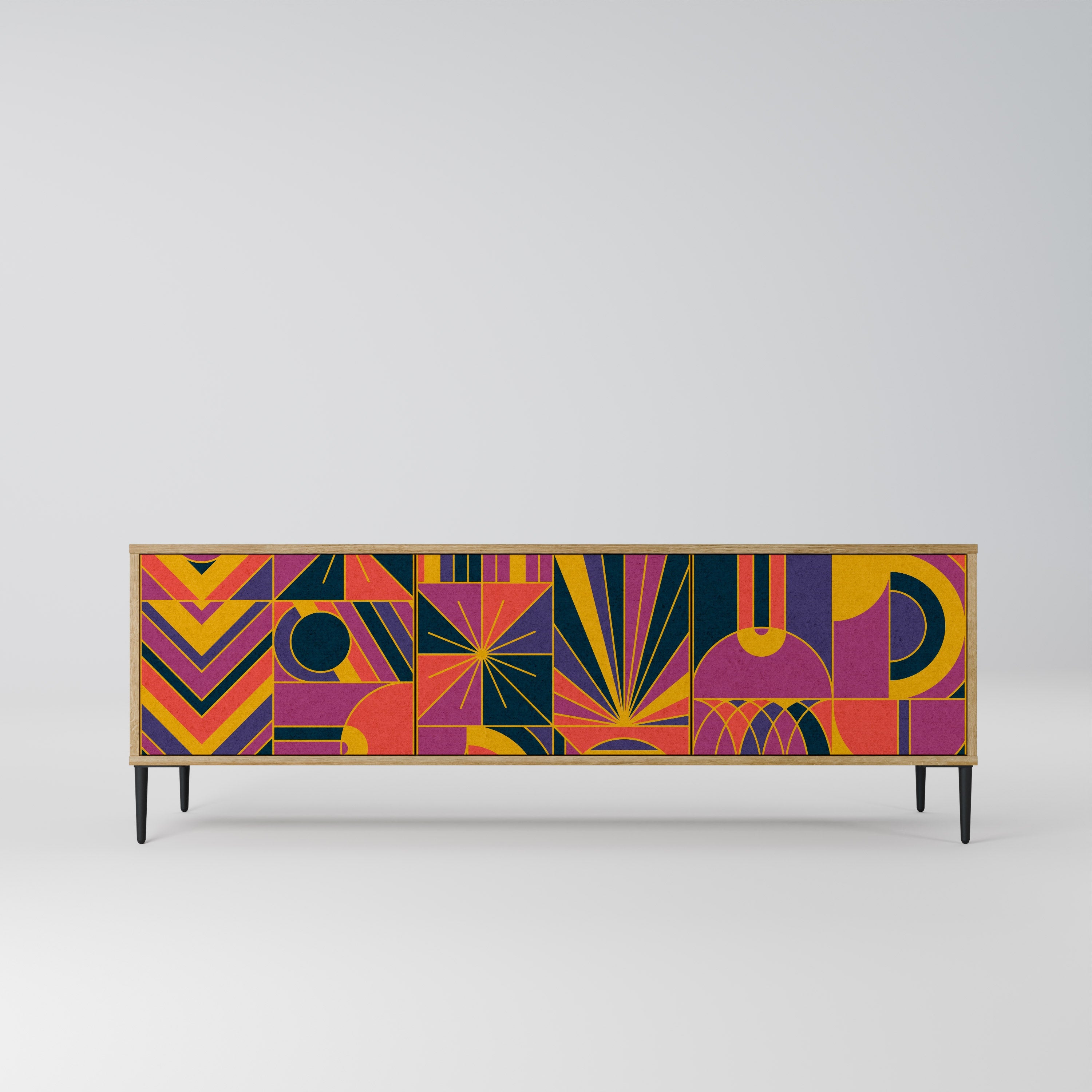 ELECTRIC PATTERNS 3-Door TV Stand in Oak Effect