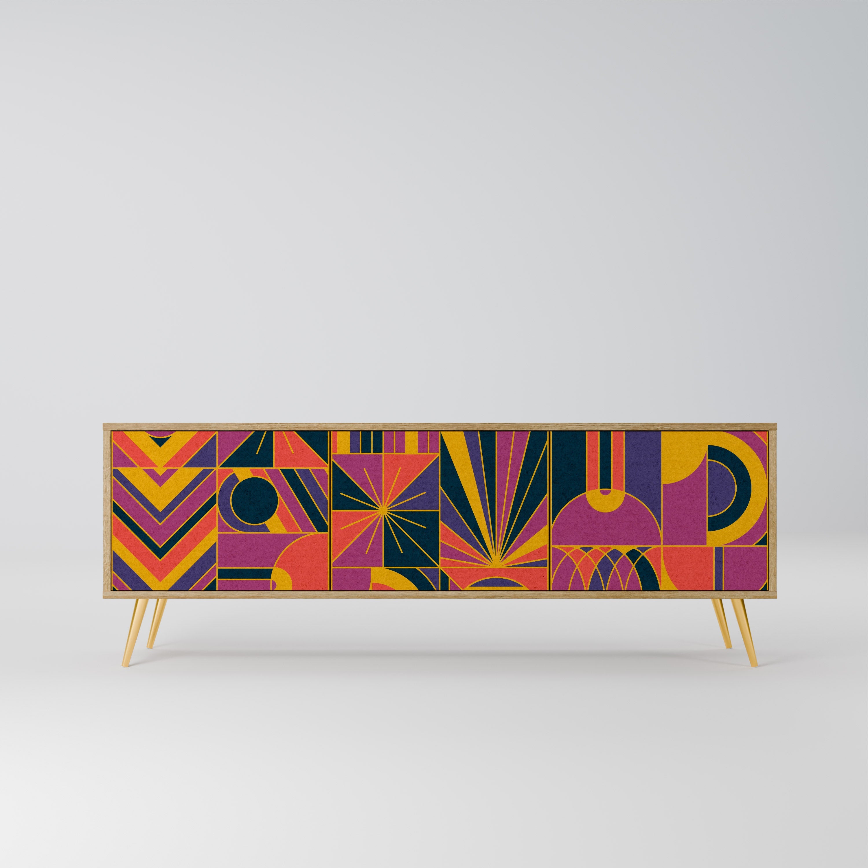 ELECTRIC PATTERNS 3-Door TV Stand in Oak Effect