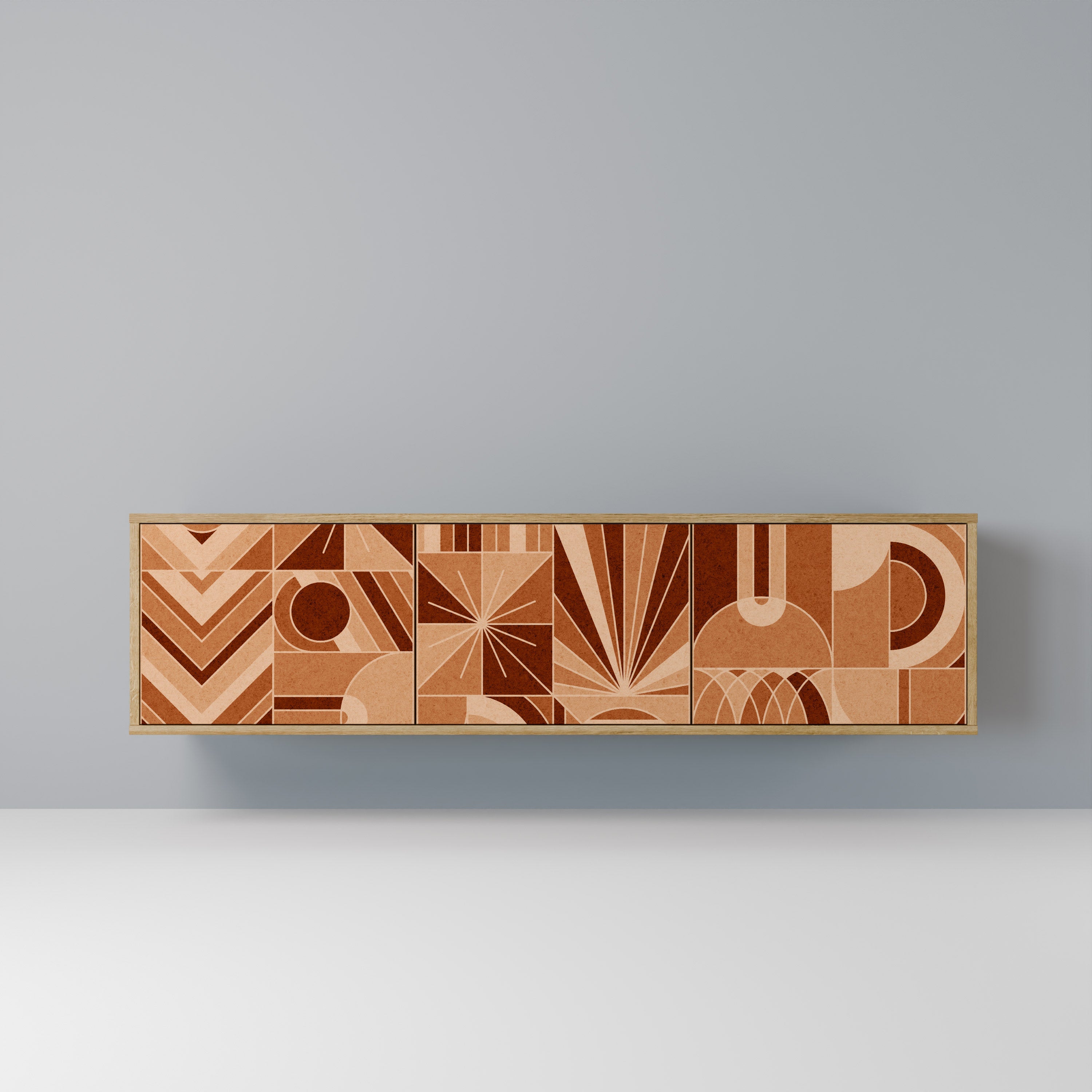 PRISM MOSAIC 3-Door TV Stand in Oak Effect