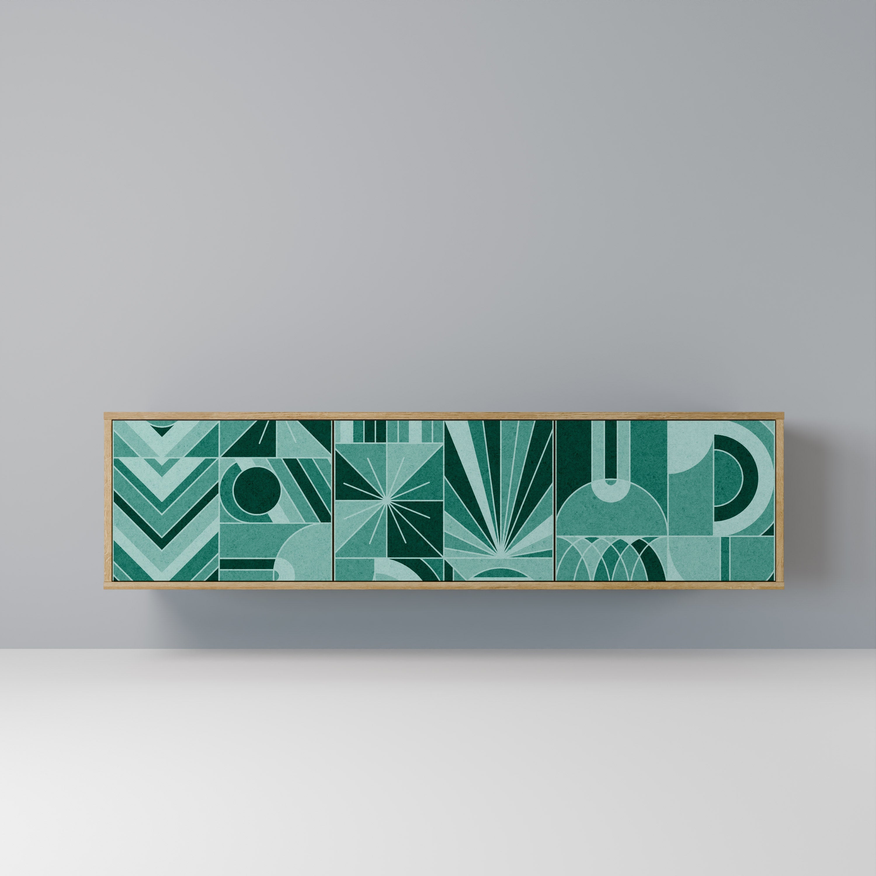 HARMONIC GRID 3-Door TV Stand in Oak Effect