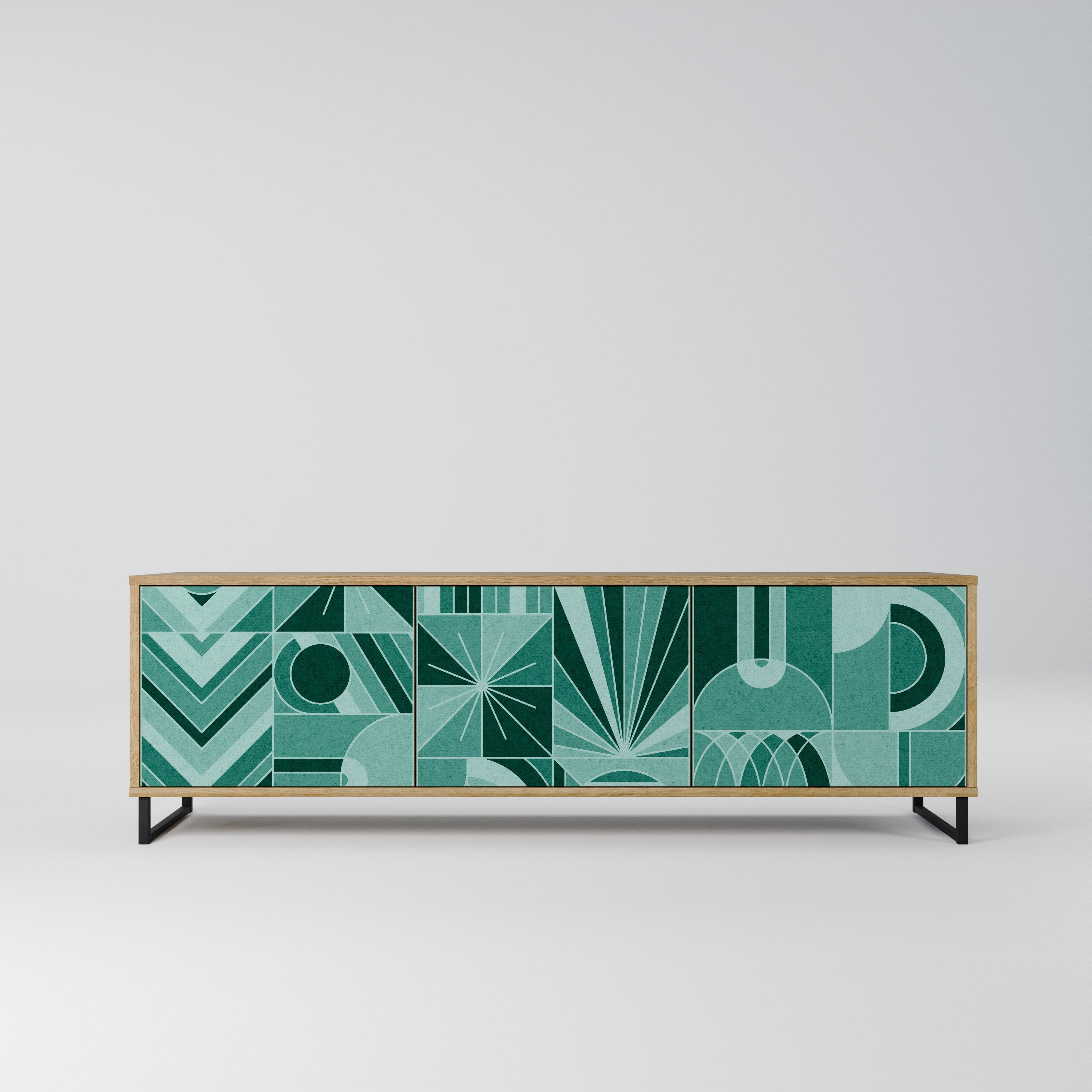 HARMONIC GRID 3-Door TV Stand in Oak Effect