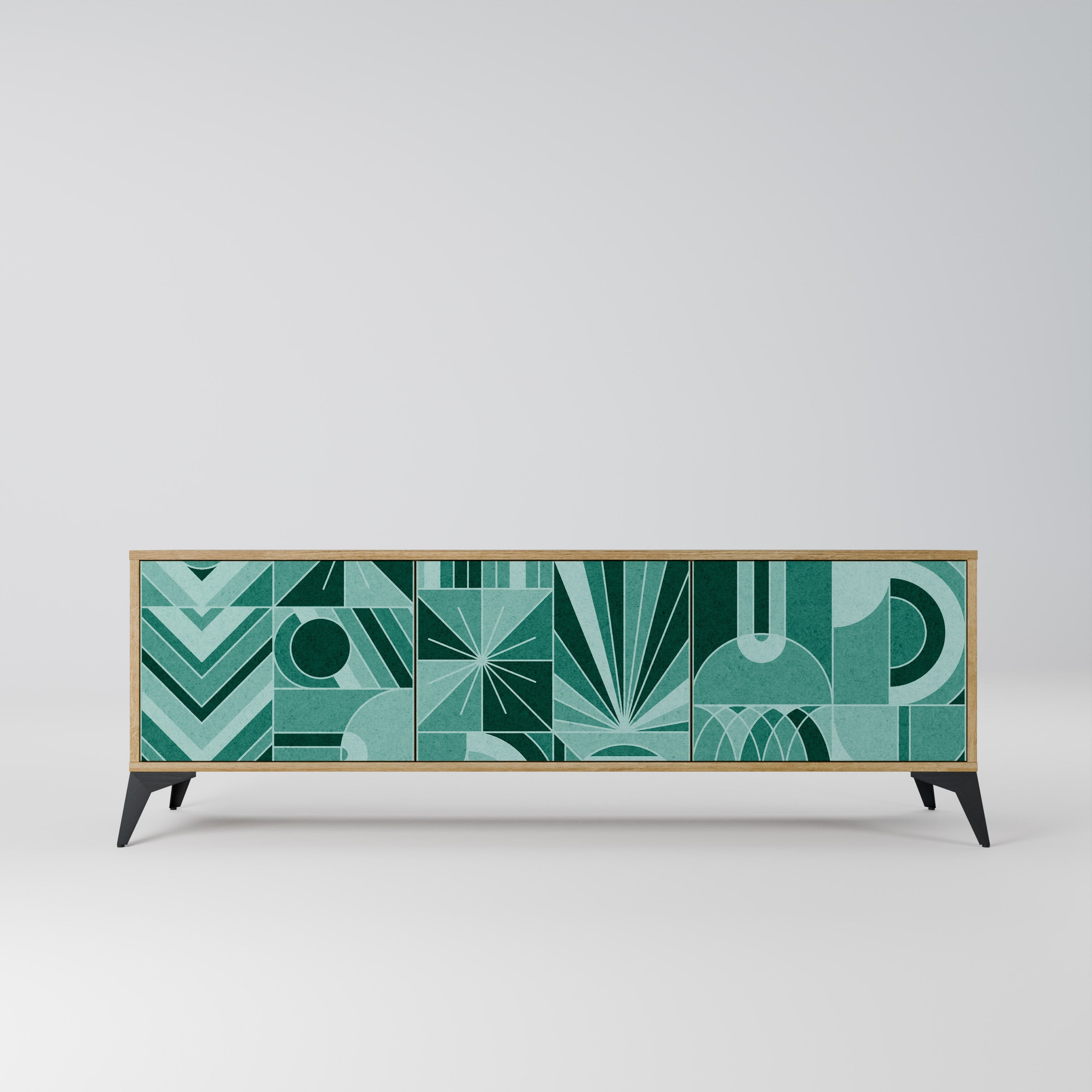 HARMONIC GRID 3-Door TV Stand in Oak Effect