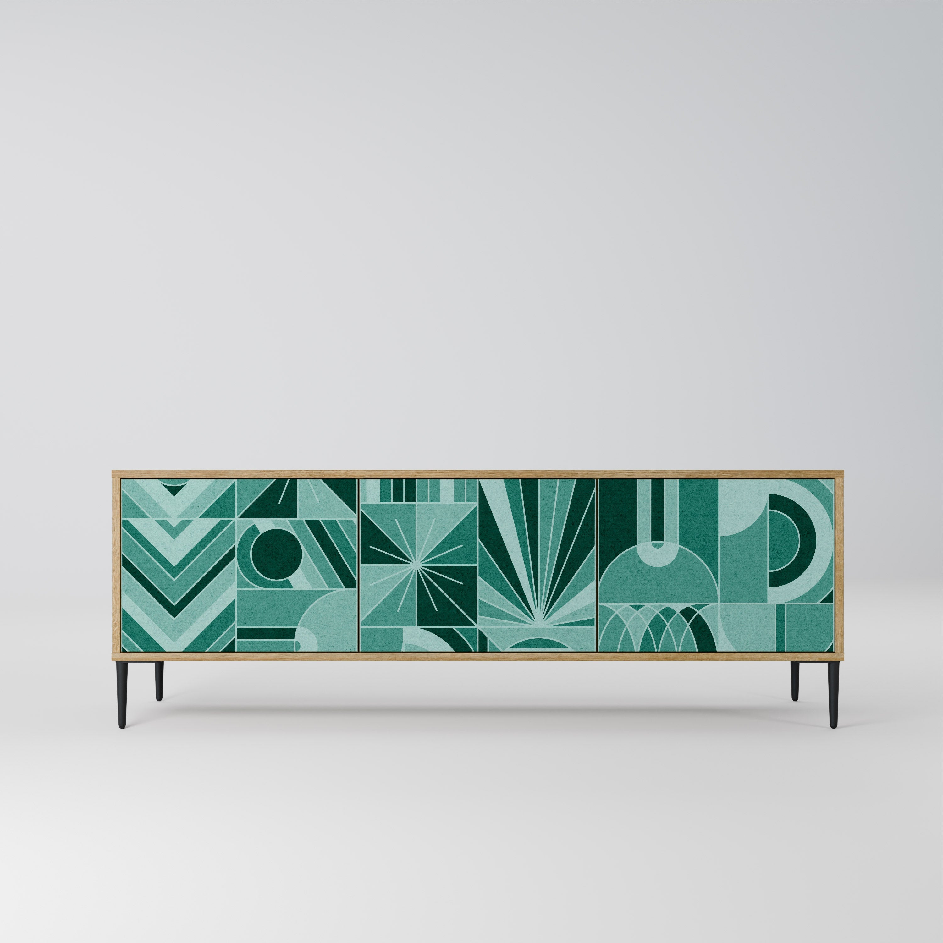 HARMONIC GRID 3-Door TV Stand in Oak Effect