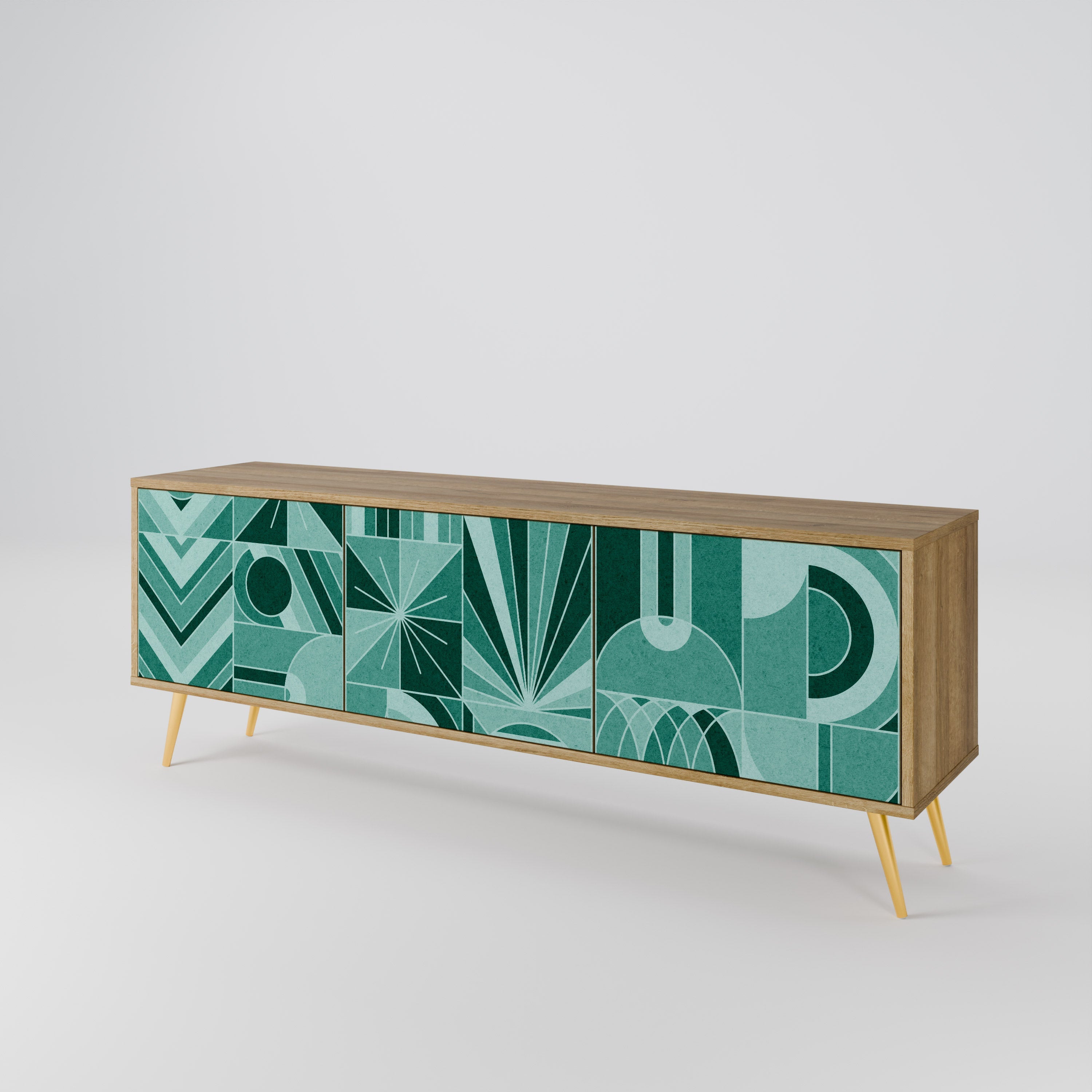 HARMONIC GRID 3-Door TV Stand in Oak Effect