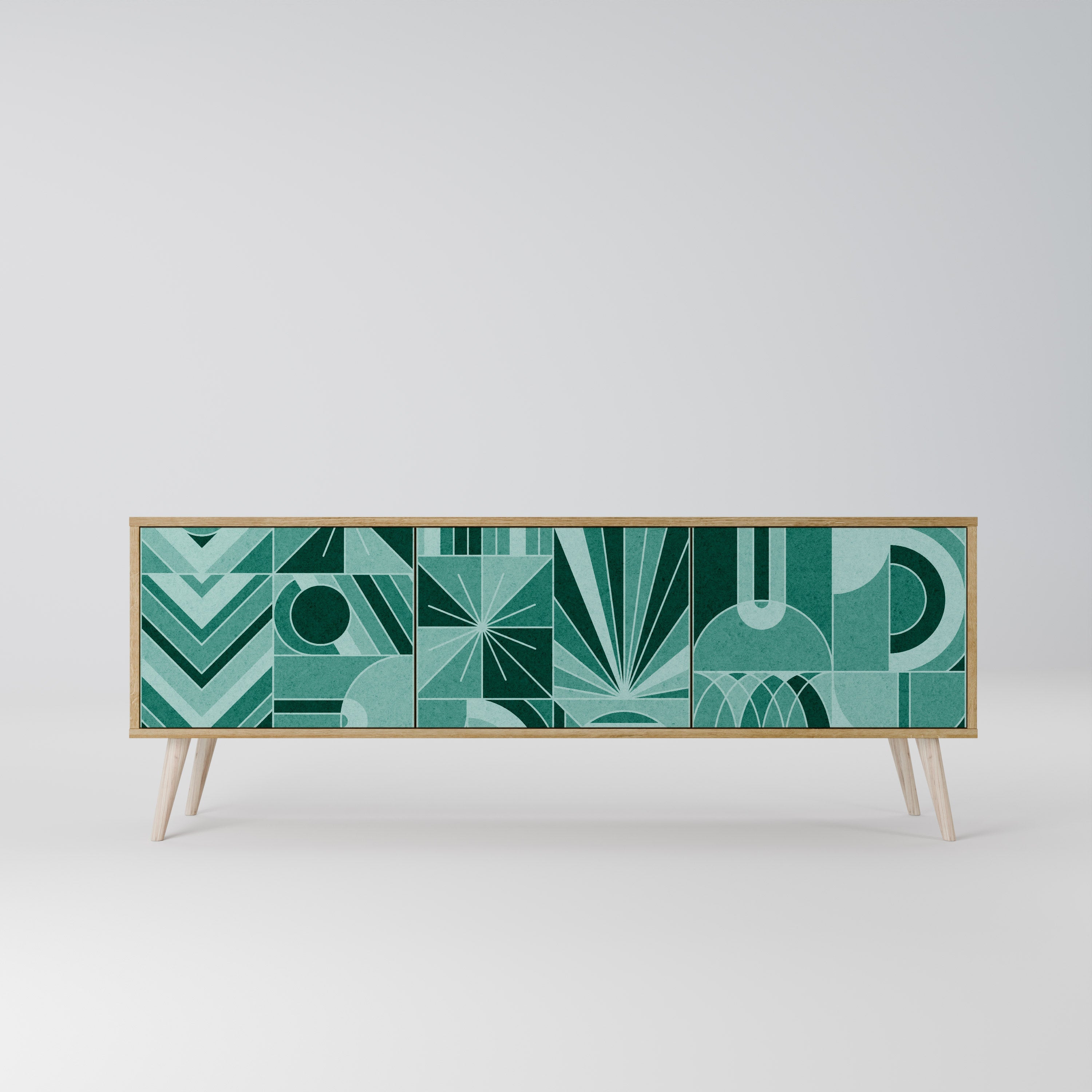 HARMONIC GRID 3-Door TV Stand in Oak Effect