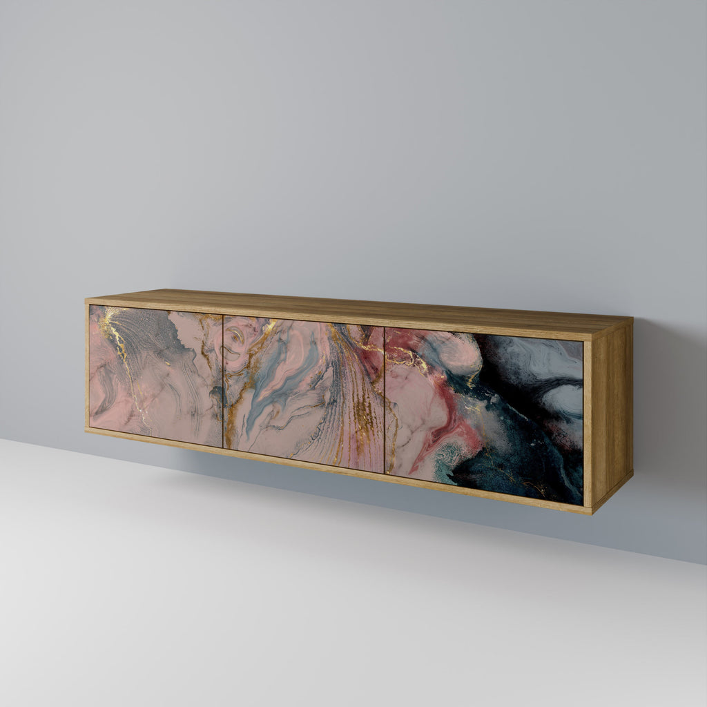 GILDED SWIRLS Móvel de TV com 3 Portas em Efeito Carvalho