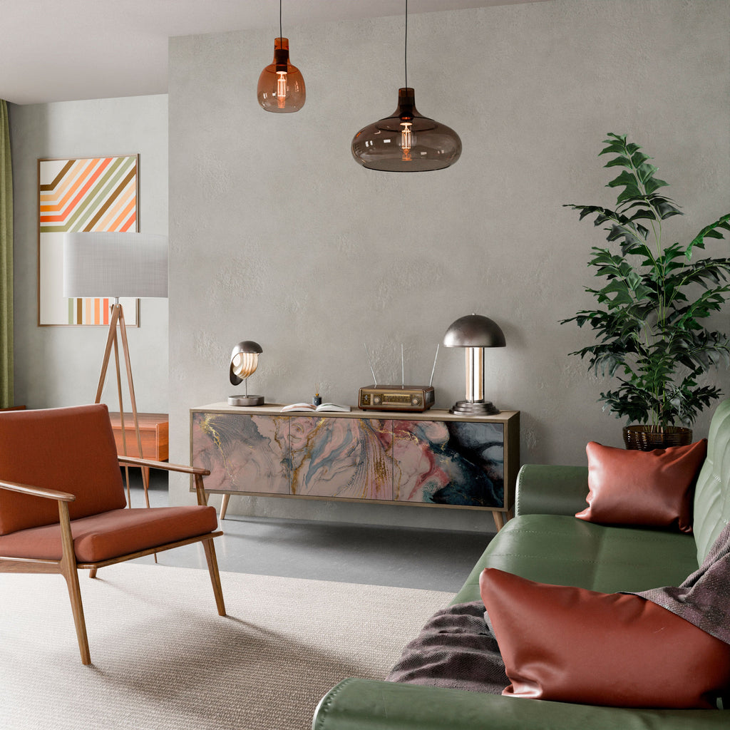 GILDED SWIRLS Móvel de TV com 3 Portas em Efeito Carvalho