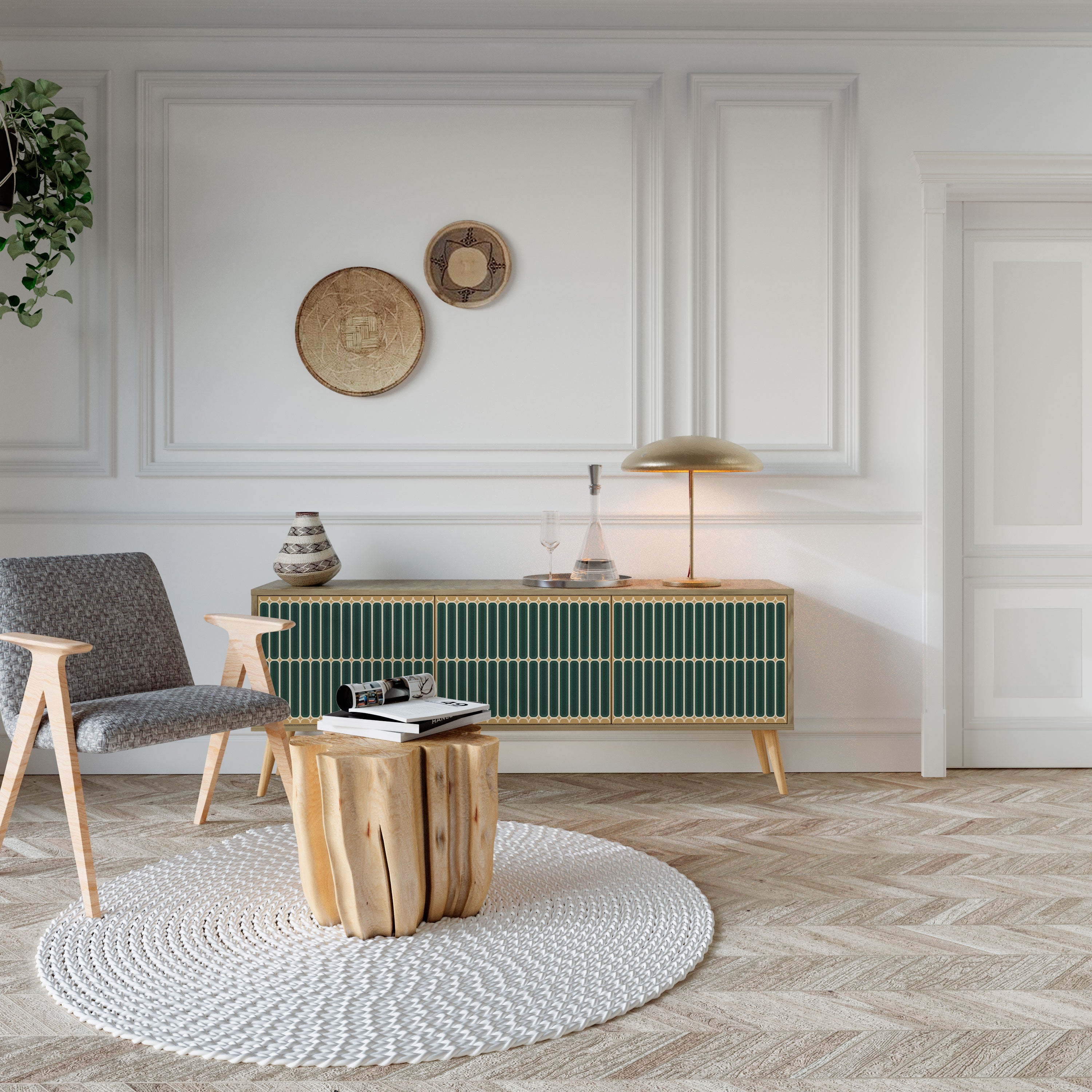 ILUSION GATE Móvel de TV com 3 Portas em Efeito Carvalho