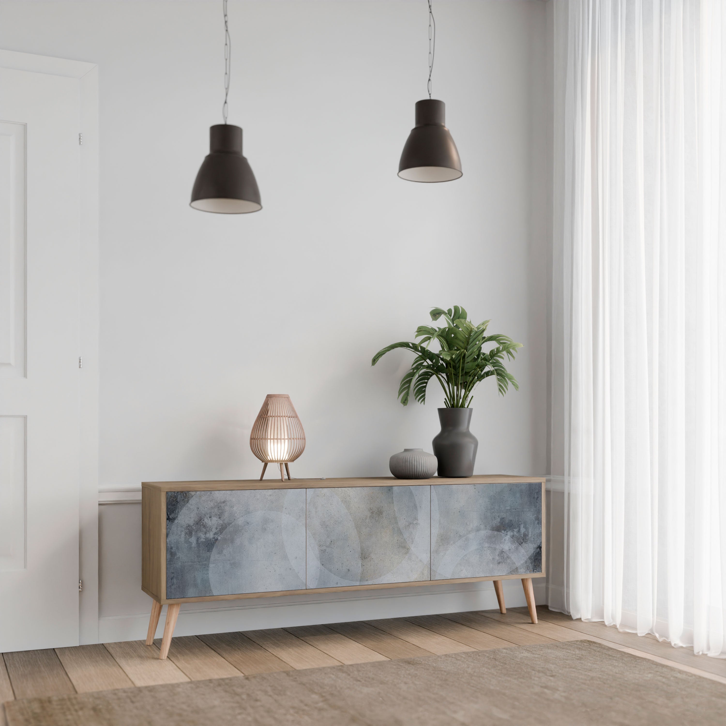 MUTED ARC Móvel de TV com 3 Portas em Efeito Carvalho