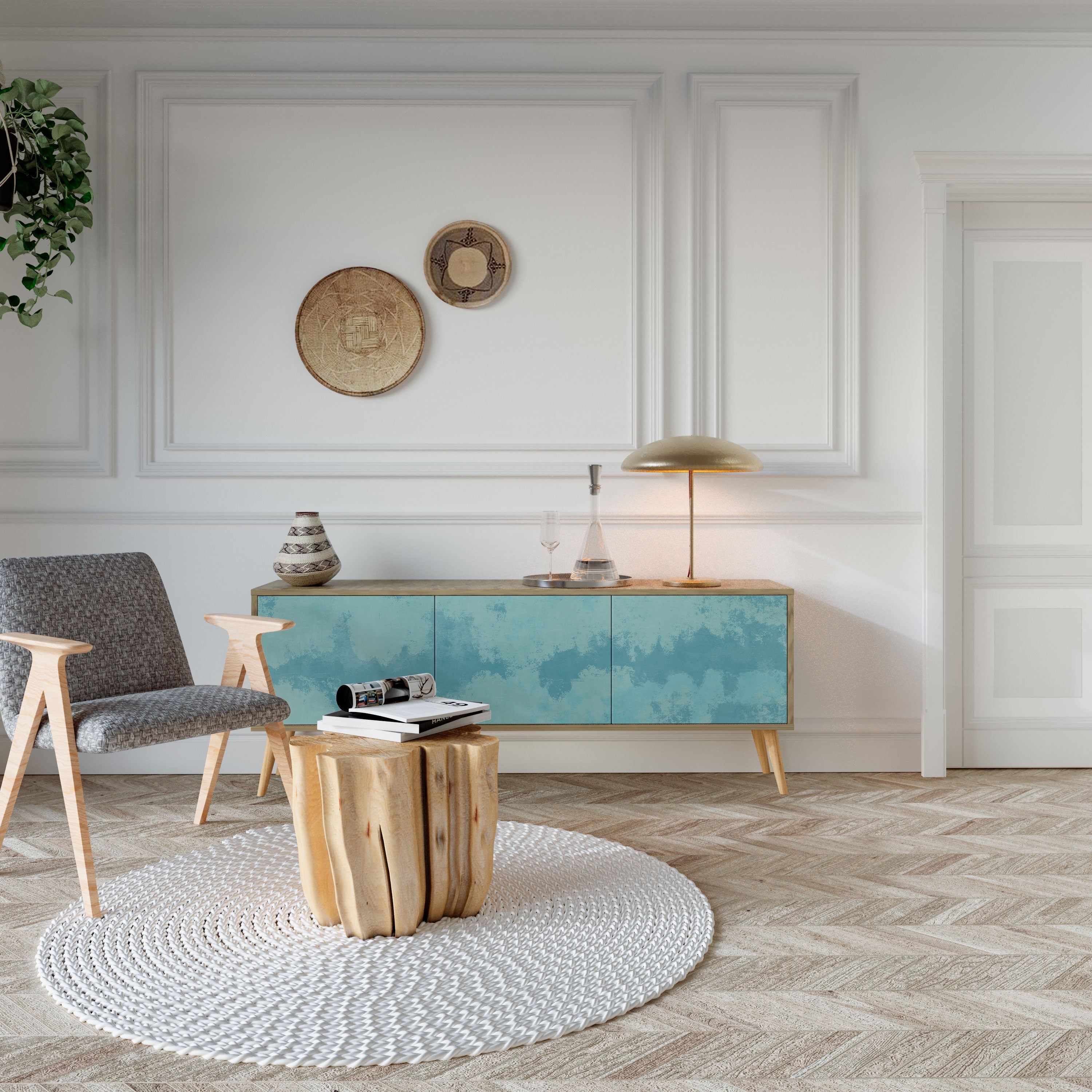 SKY WASH Móvel de TV com 3 Portas em Efeito Carvalho