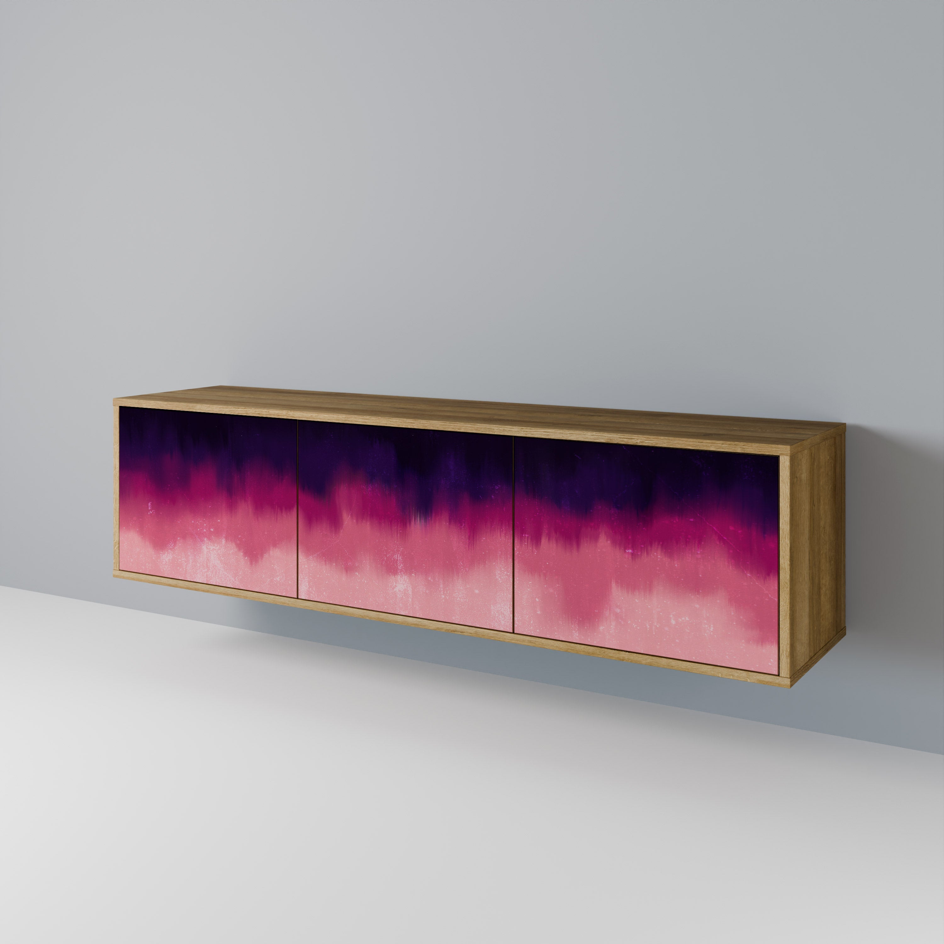 AURORA BOREALIS 3-Door TV Stand in Oak Effect