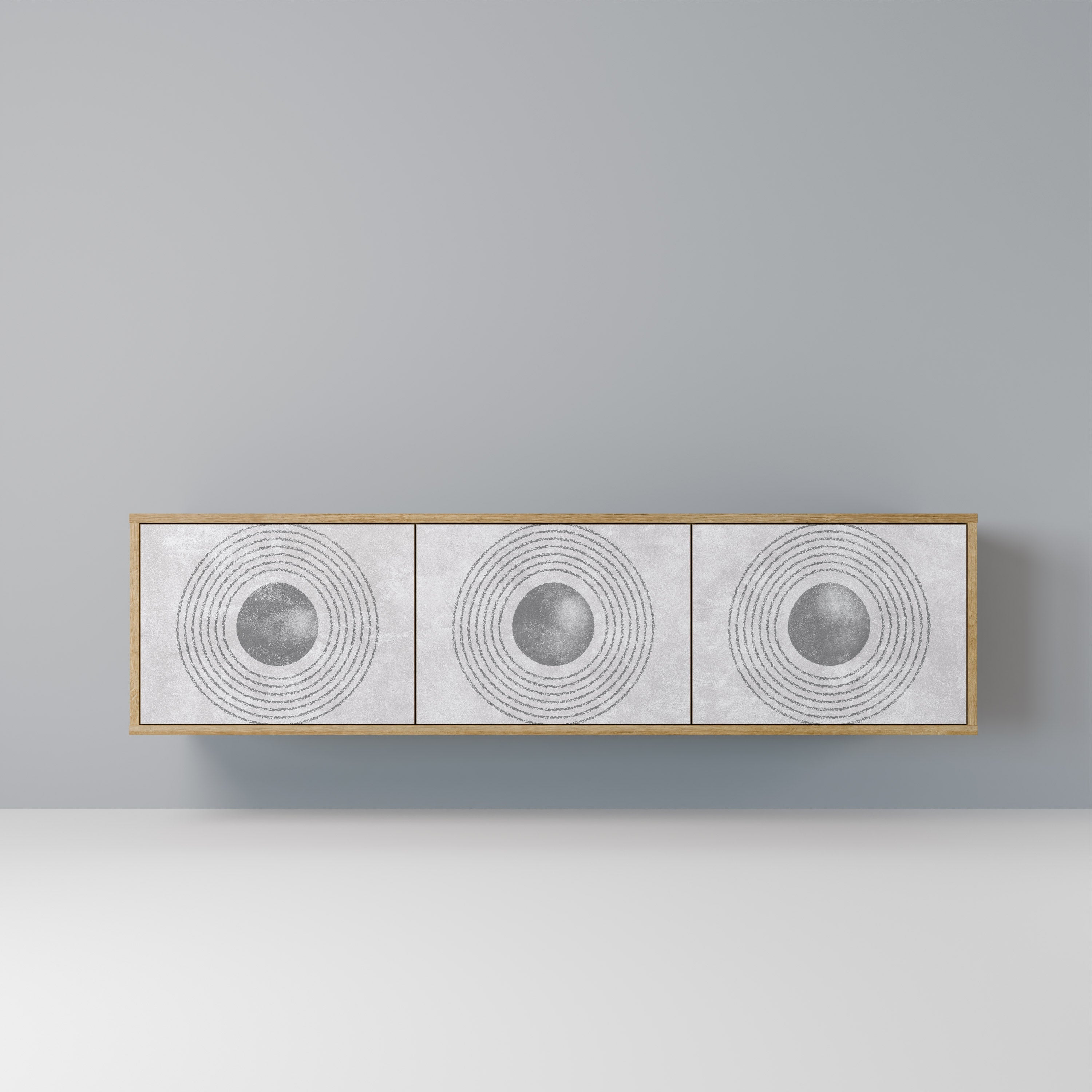 SOLID CIRCLES Móvel de TV com 3 Portas em Efeito Carvalho