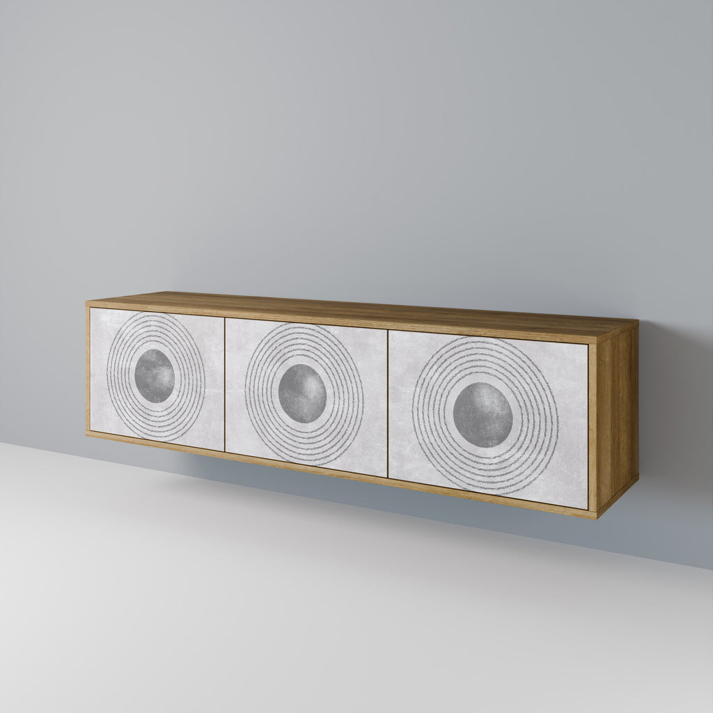 SOLID CIRCLES Móvel de TV com 3 Portas em Efeito Carvalho