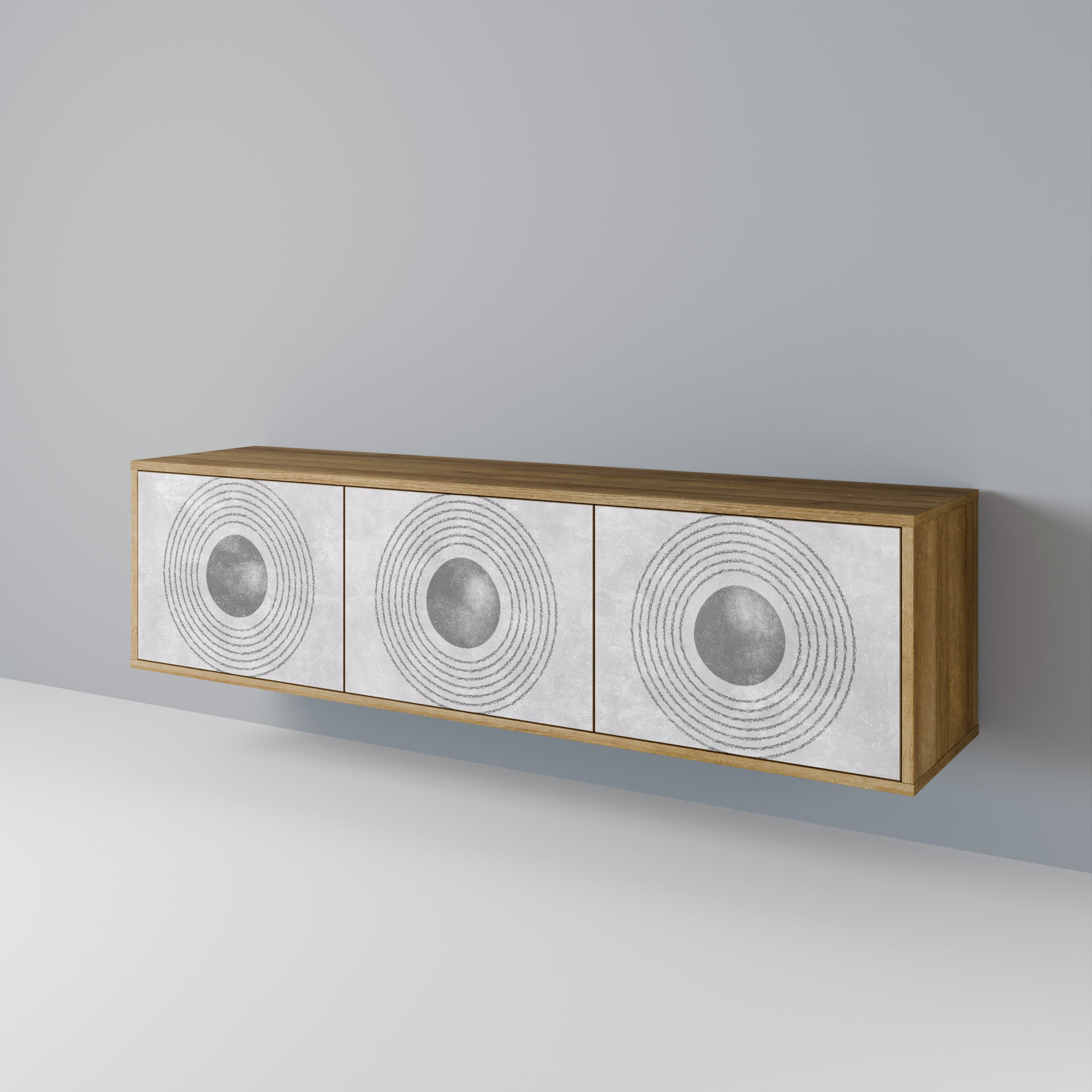 SOLID CIRCLES Móvel de TV com 3 Portas em Efeito Carvalho