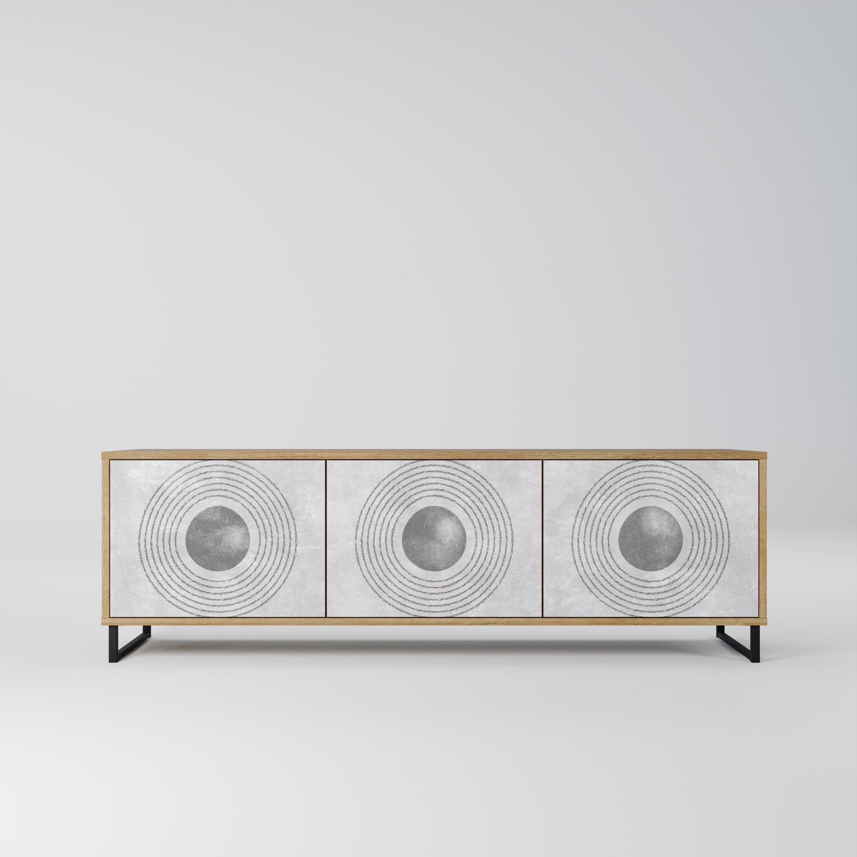 SOLID CIRCLES Móvel de TV com 3 Portas em Efeito Carvalho