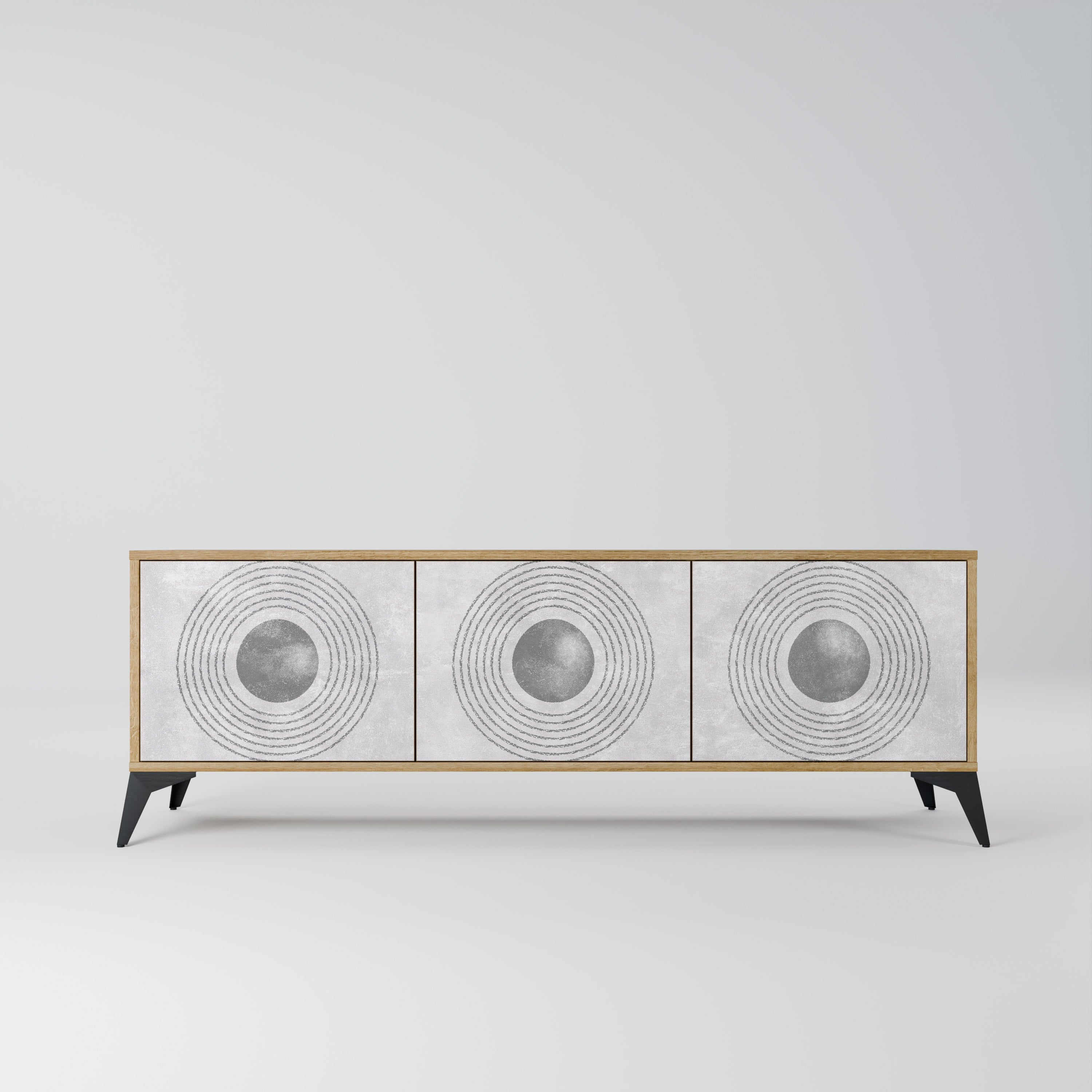 SOLID CIRCLES Móvel de TV com 3 Portas em Efeito Carvalho