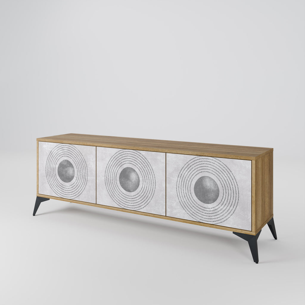 SOLID CIRCLES Móvel de TV com 3 Portas em Efeito Carvalho