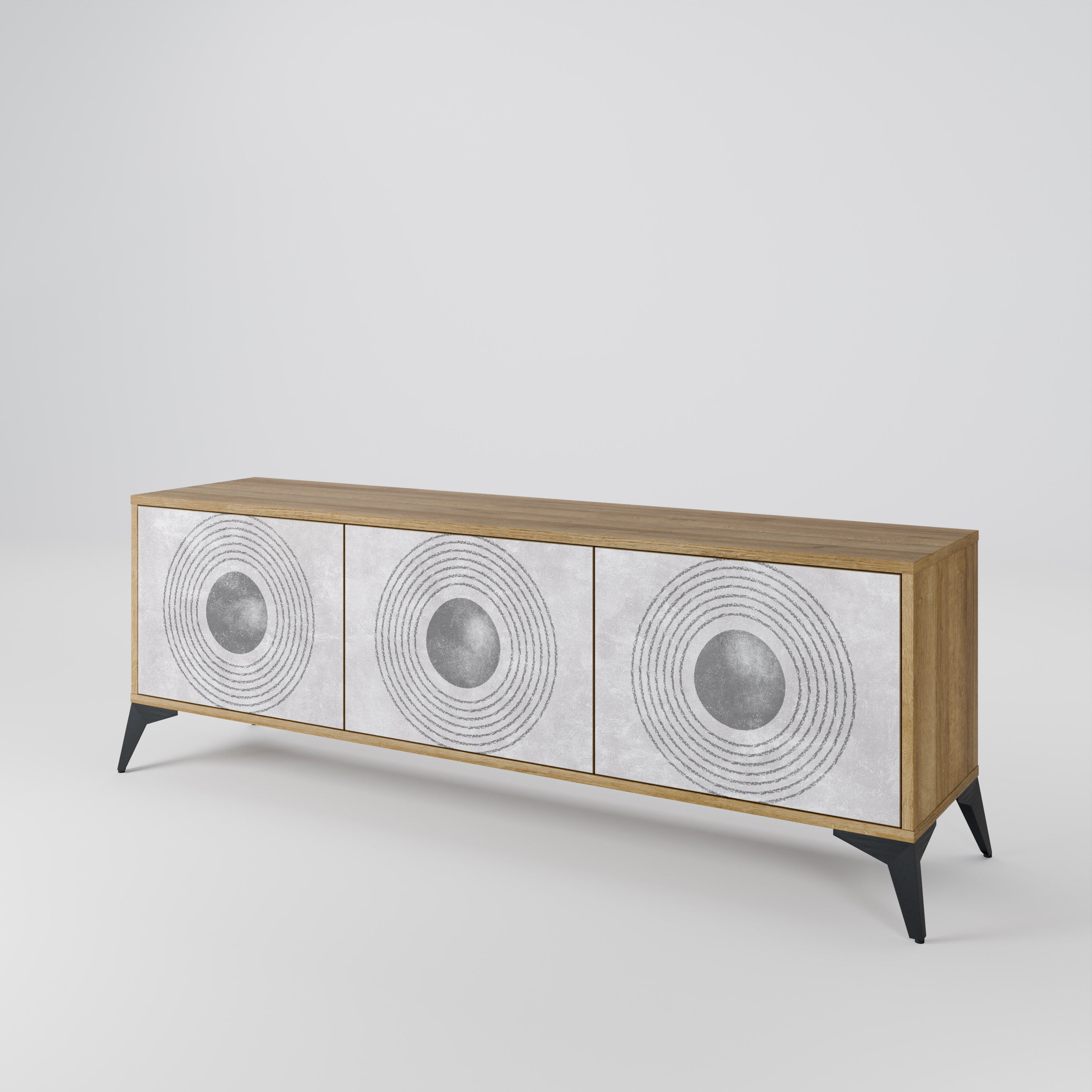 SOLID CIRCLES Móvel de TV com 3 Portas em Efeito Carvalho