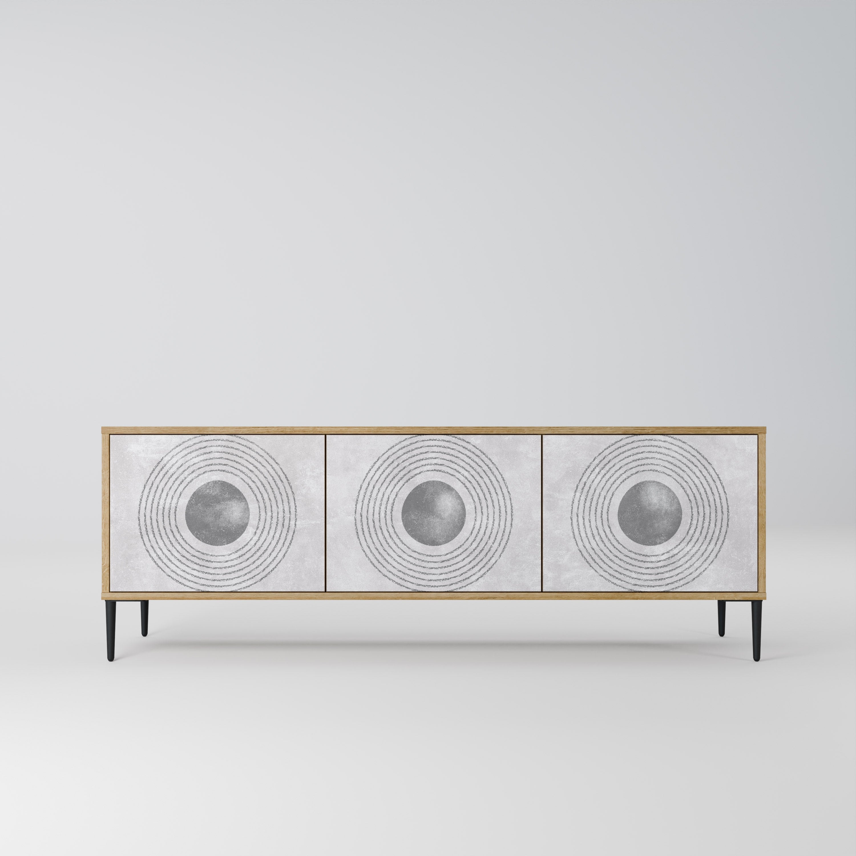 SOLID CIRCLES Móvel de TV com 3 Portas em Efeito Carvalho