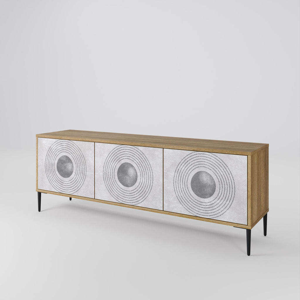 SOLID CIRCLES Móvel de TV com 3 Portas em Efeito Carvalho