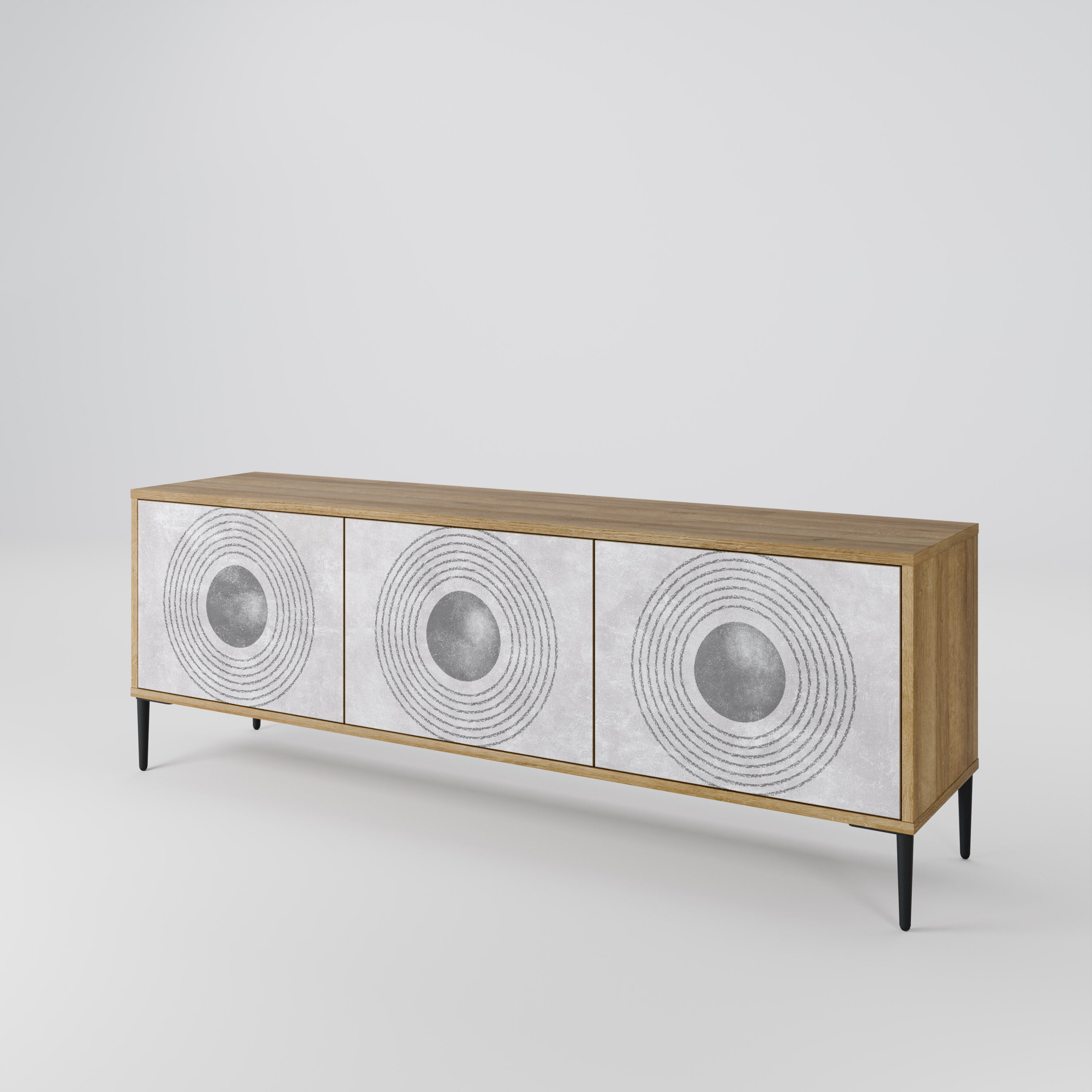 SOLID CIRCLES Móvel de TV com 3 Portas em Efeito Carvalho