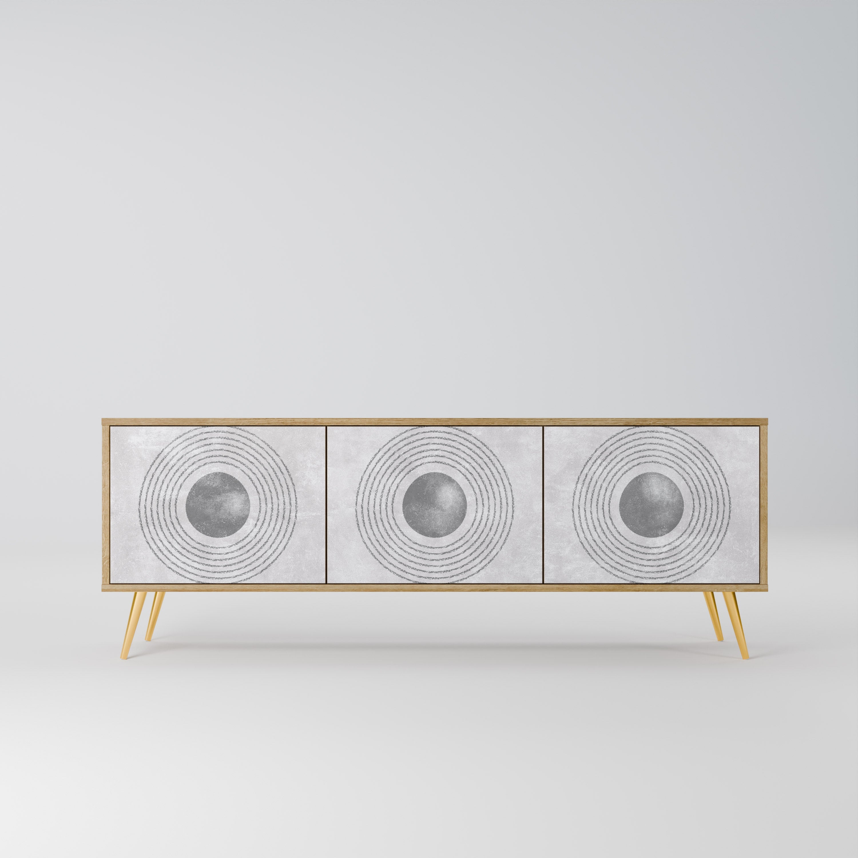 SOLID CIRCLES Móvel de TV com 3 Portas em Efeito Carvalho