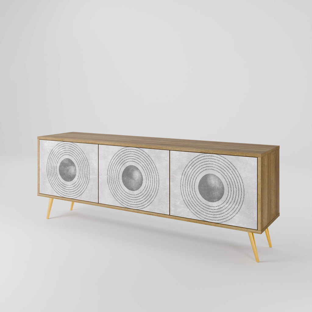 SOLID CIRCLES Móvel de TV com 3 Portas em Efeito Carvalho