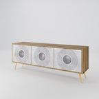 SOLID CIRCLES Móvel de TV com 3 Portas em Efeito Carvalho