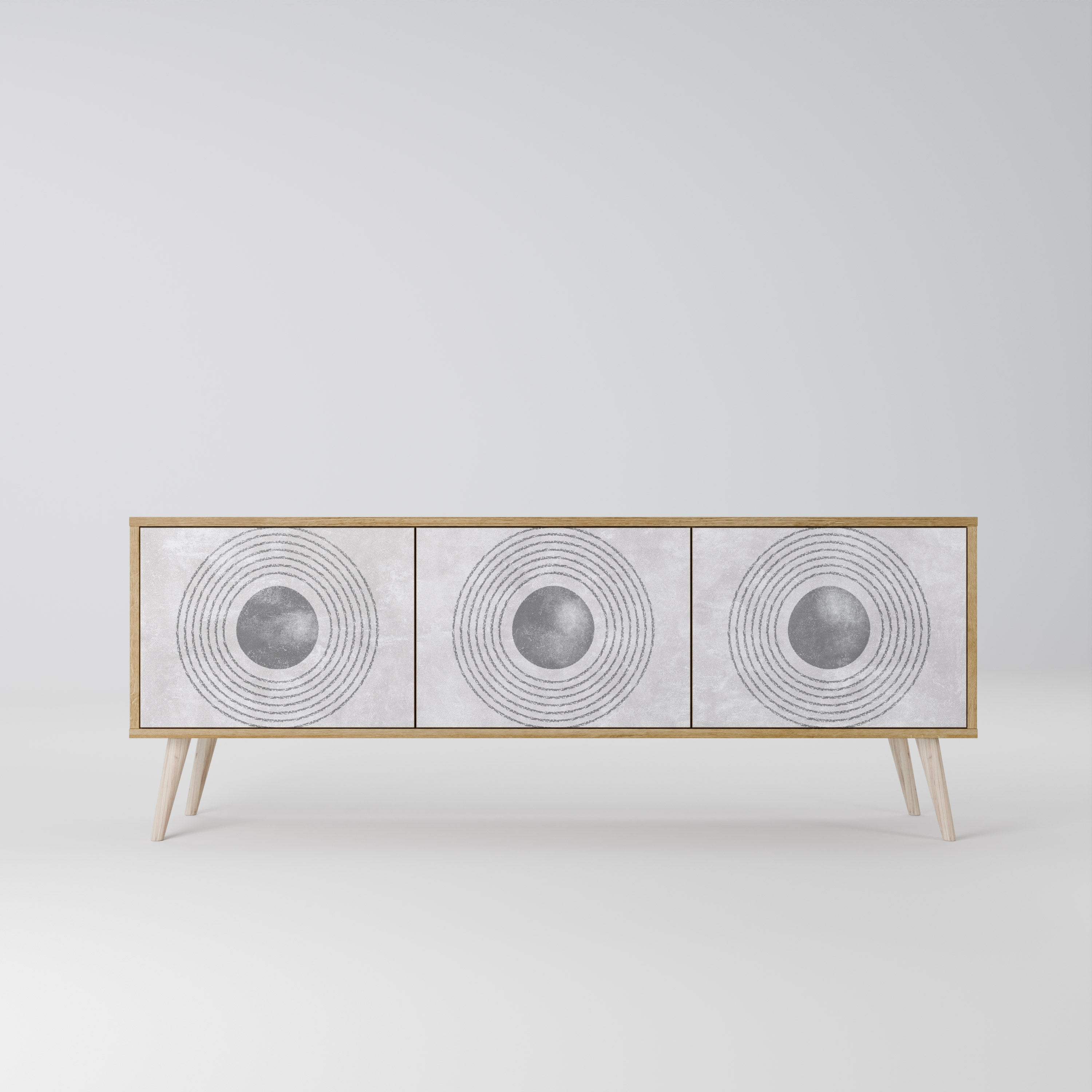 SOLID CIRCLES Móvel de TV com 3 Portas em Efeito Carvalho