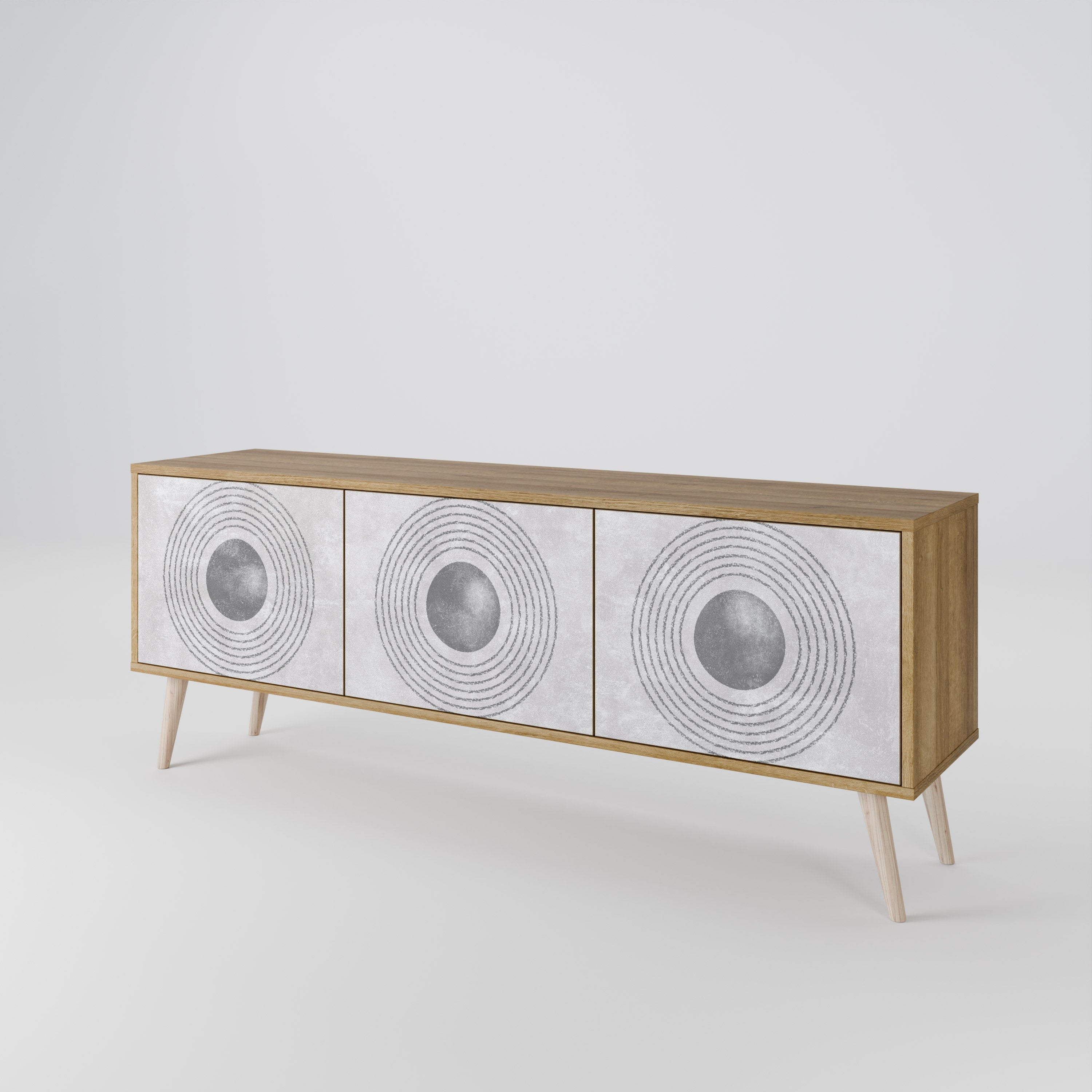 SOLID CIRCLES Móvel de TV com 3 Portas em Efeito Carvalho