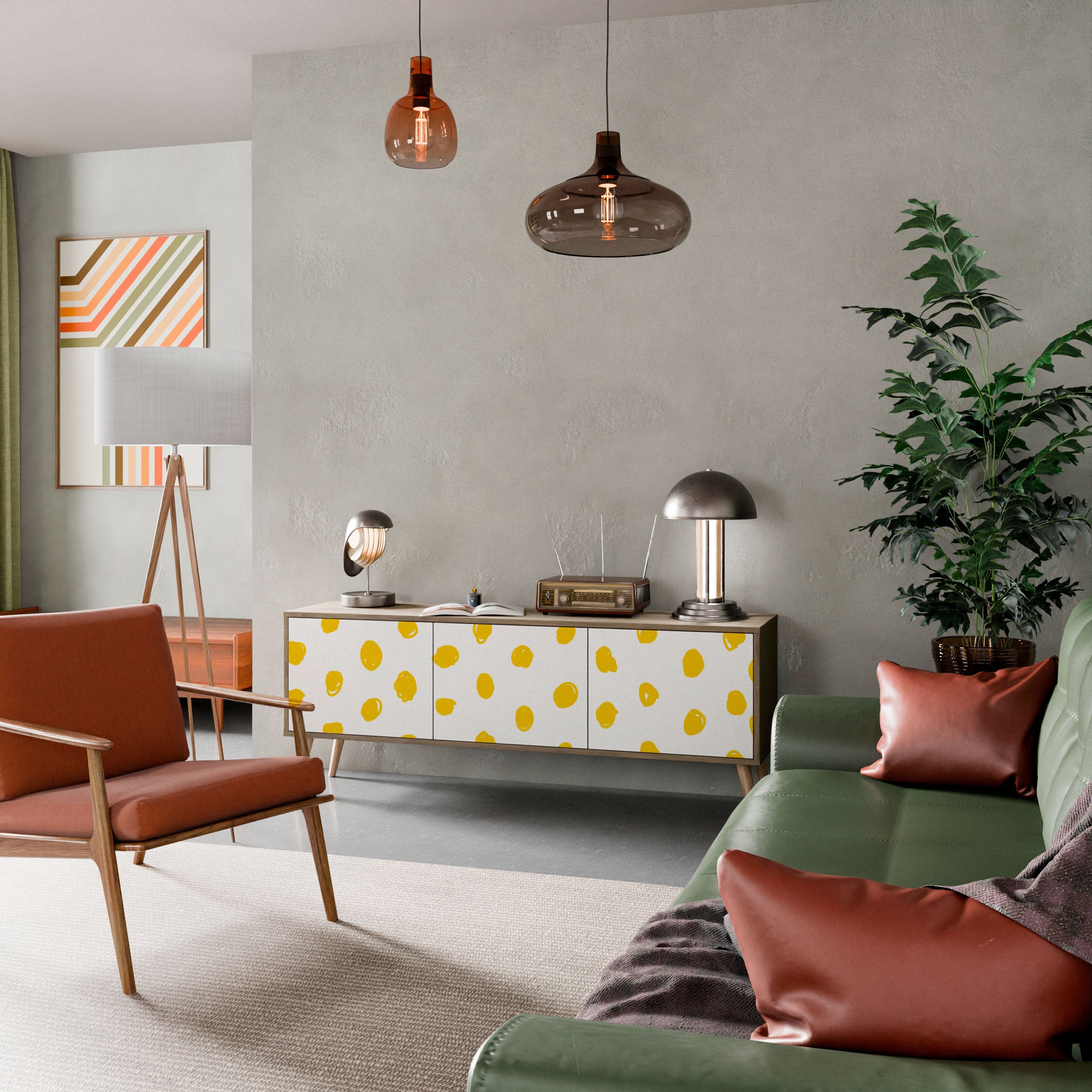 RADIANT REVERIE Móvel de TV com 3 Portas em Efeito Carvalho