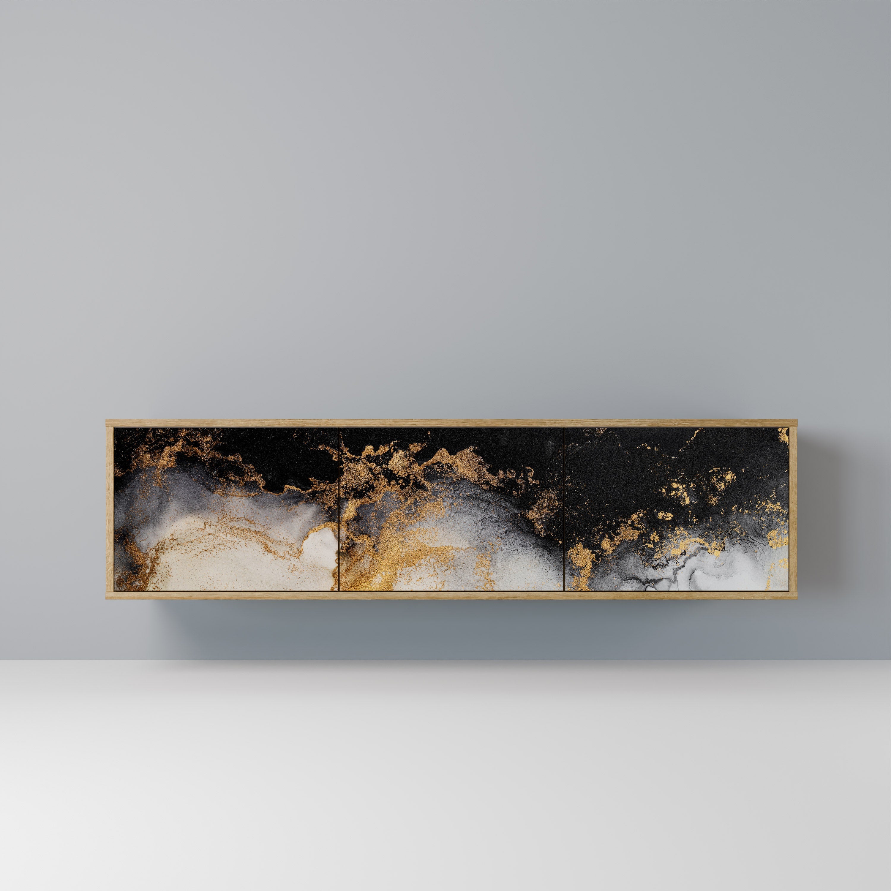 MARBLE OF TOMMORROW Móvel de TV com 3 Portas em Efeito Carvalho