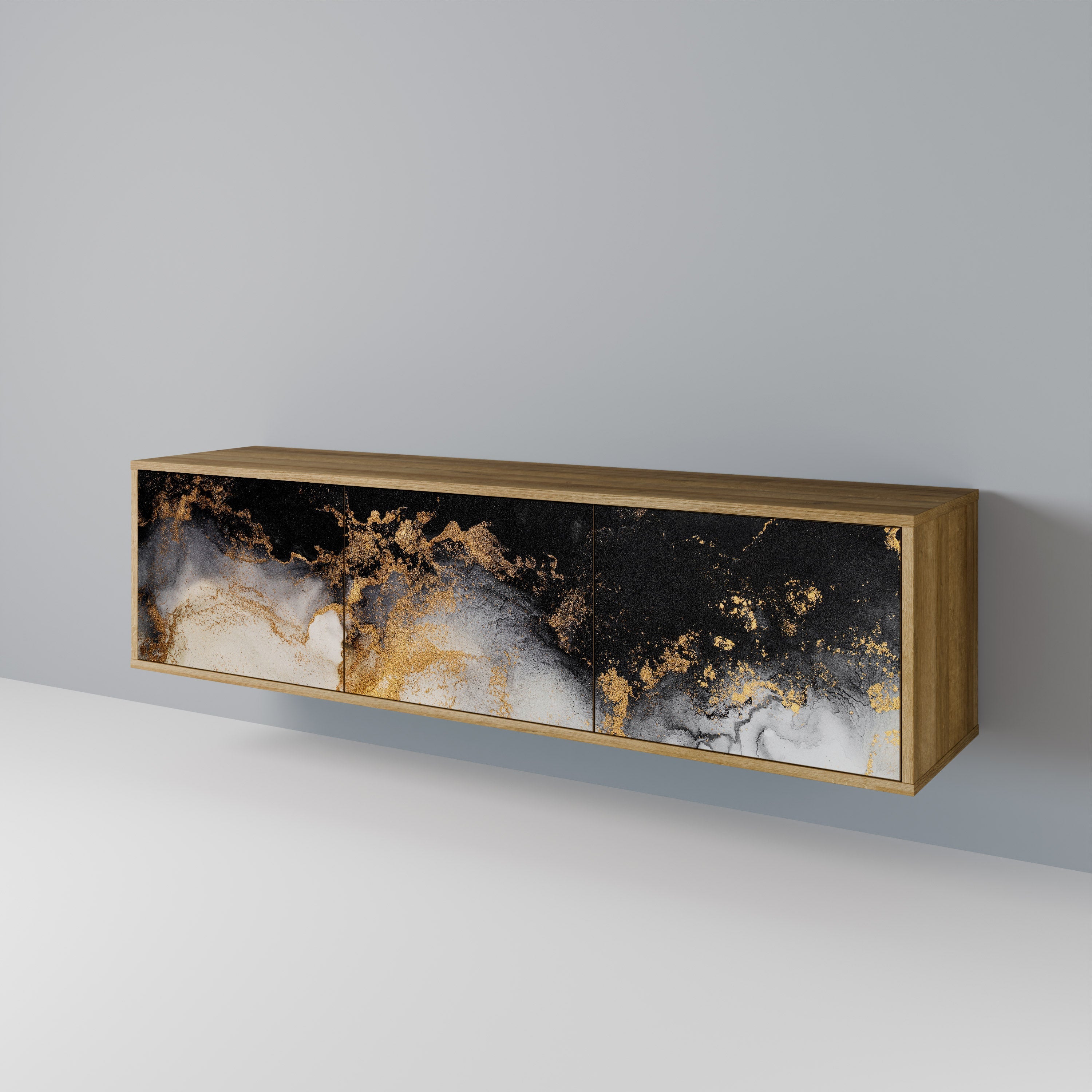 MARBLE OF TOMMORROW Móvel de TV com 3 Portas em Efeito Carvalho