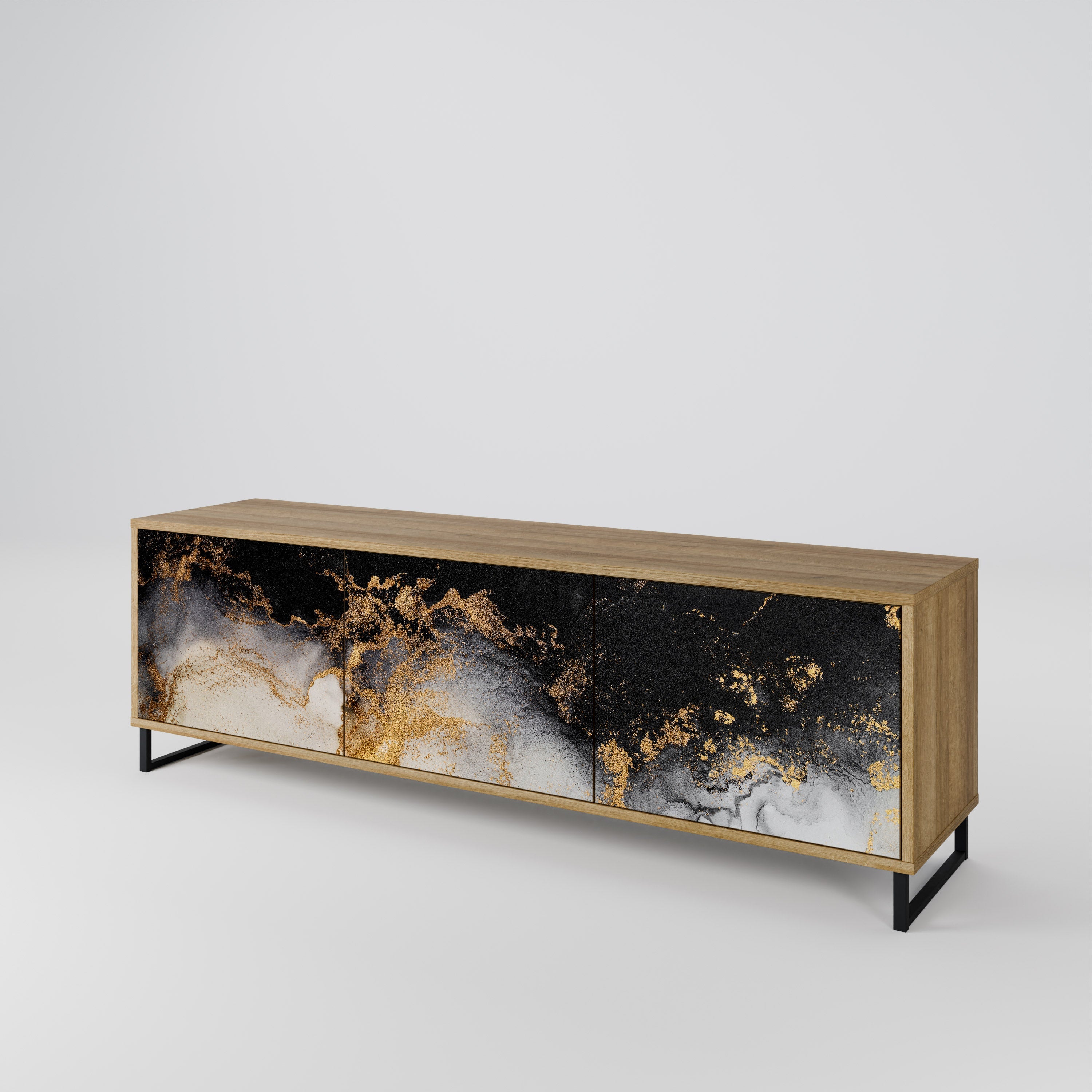 MARBLE OF TOMMORROW Móvel de TV com 3 Portas em Efeito Carvalho