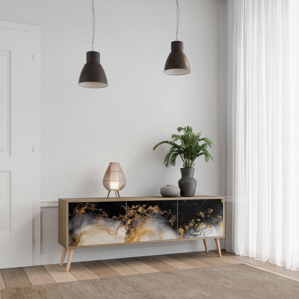 MARBLE OF TOMMORROW Móvel de TV com 3 Portas em Efeito Carvalho