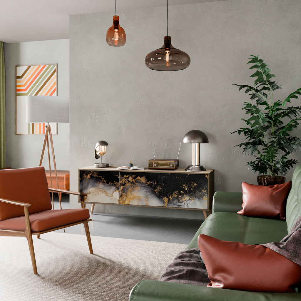 MARBLE OF TOMMORROW Móvel de TV com 3 Portas em Efeito Carvalho