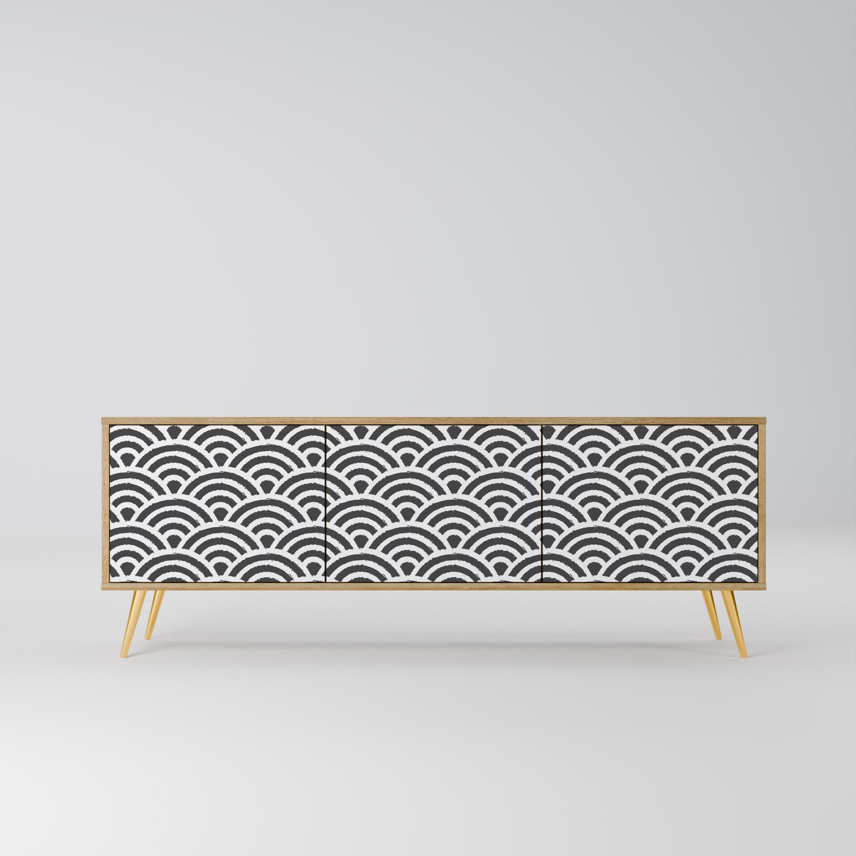 GLOOMY HOST Móvel de TV com 3 Portas em Efeito Carvalho