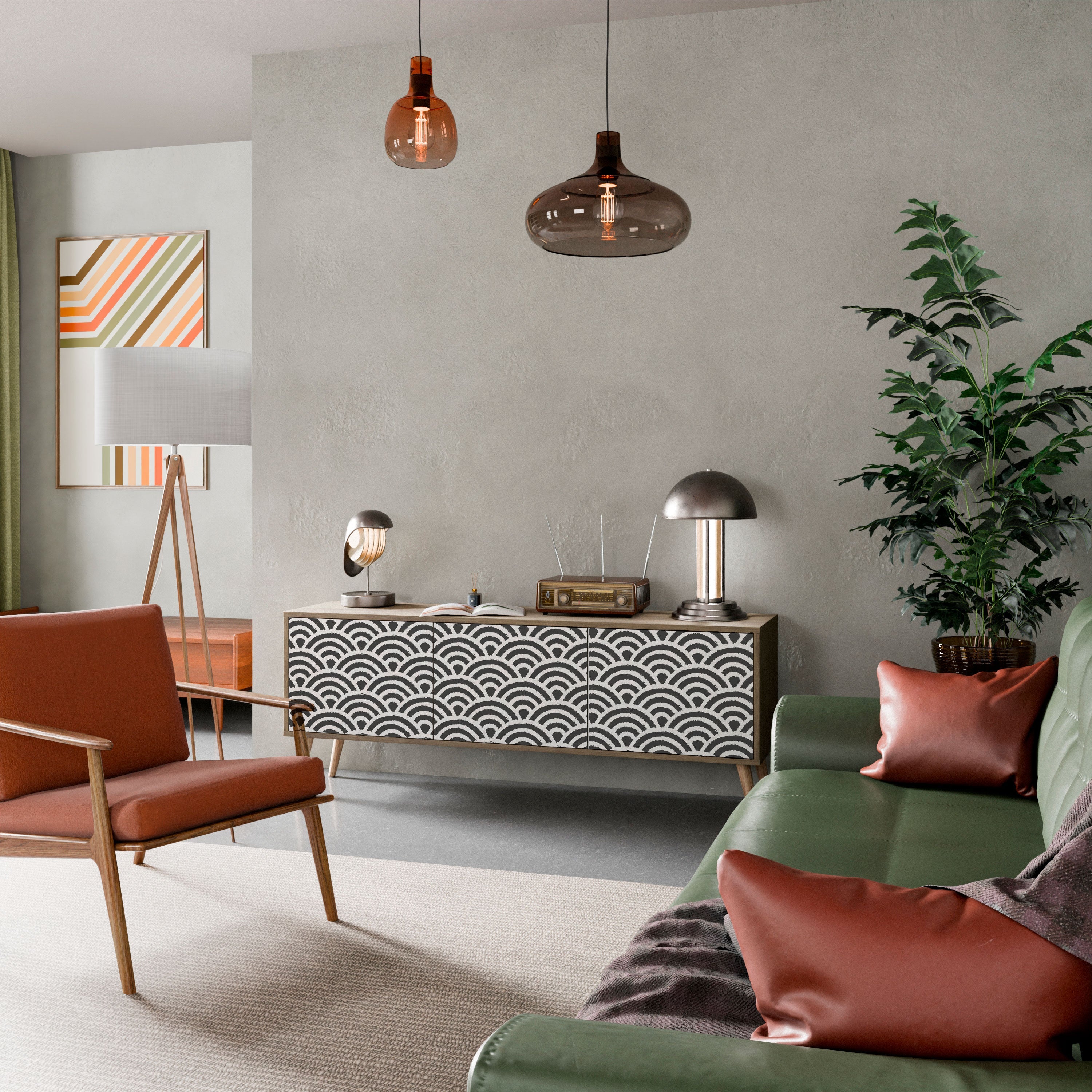 GLOOMY HOST Móvel de TV com 3 Portas em Efeito Carvalho