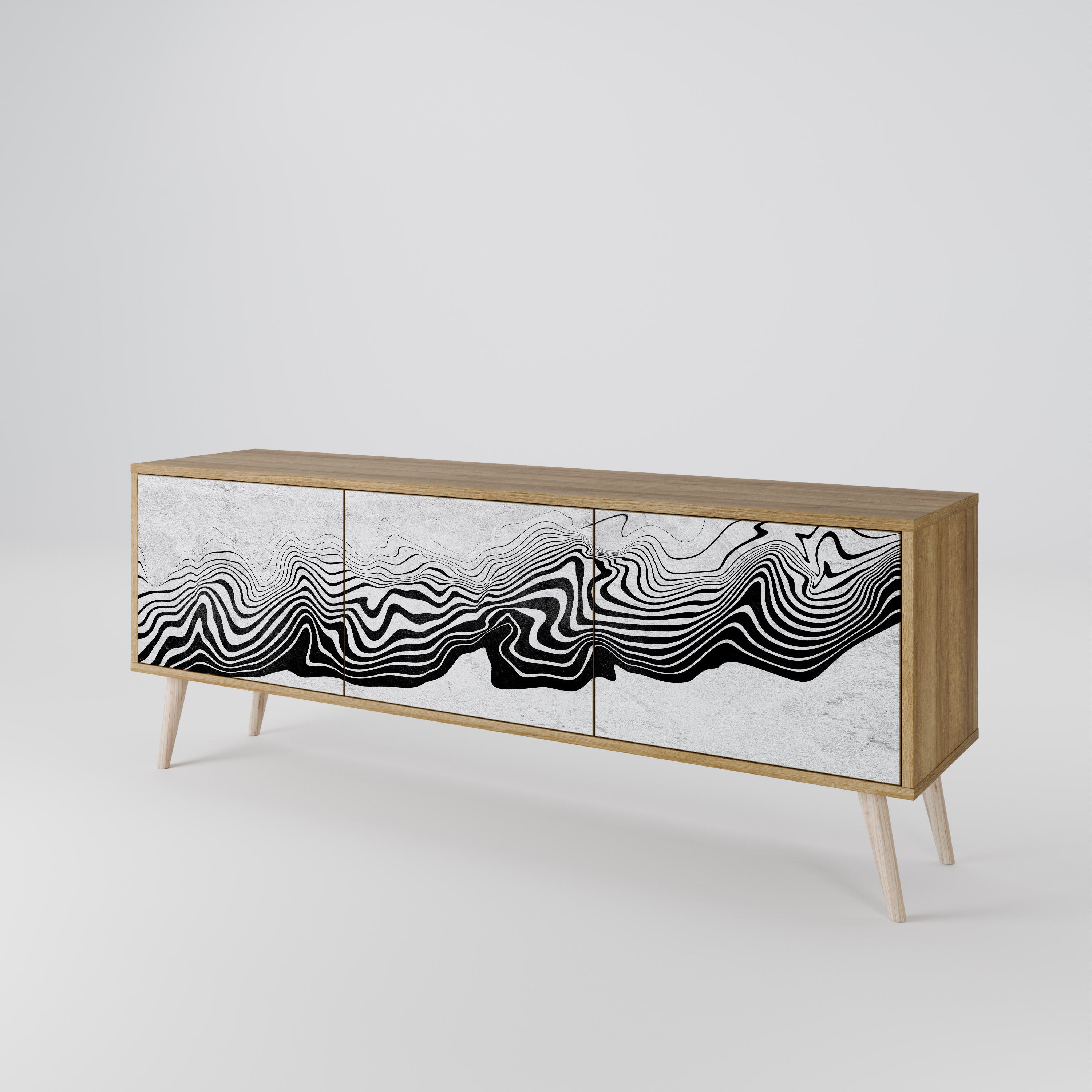 MONOCHROME MIRAGE Móvel de TV com 3 Portas em Efeito Carvalho