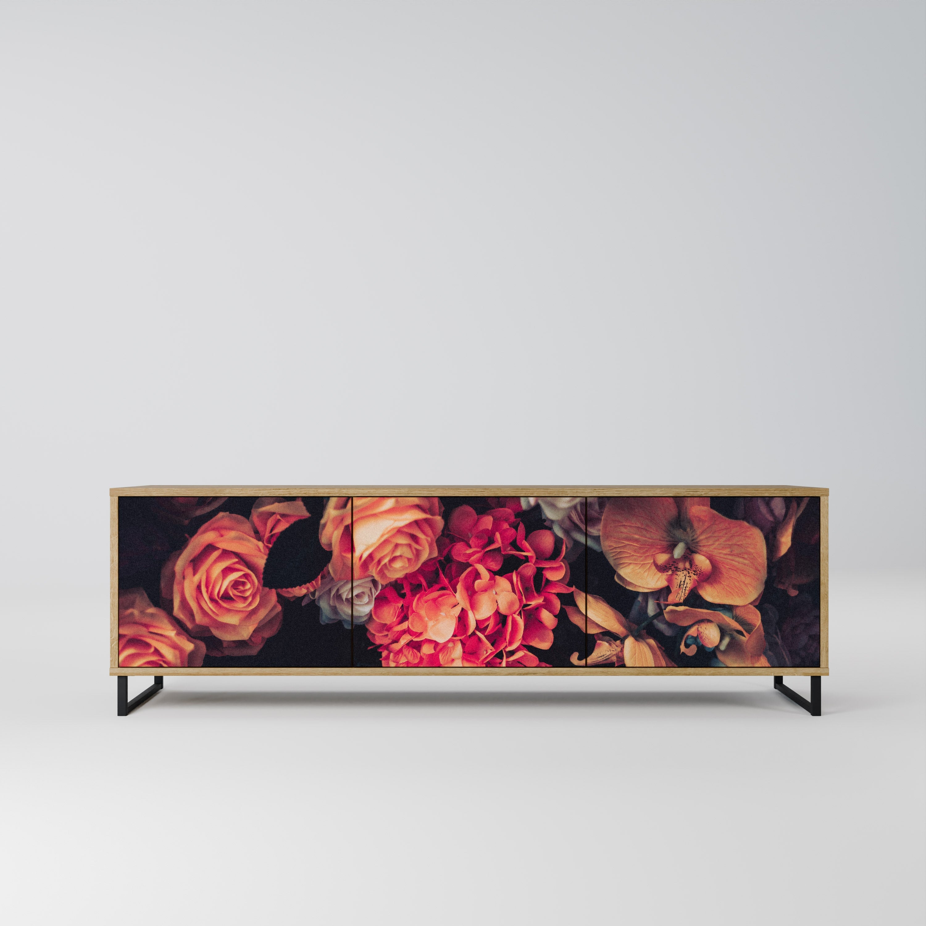 NEVERENDING BLOOM Móvel de TV com 3 Portas em Efeito Carvalho