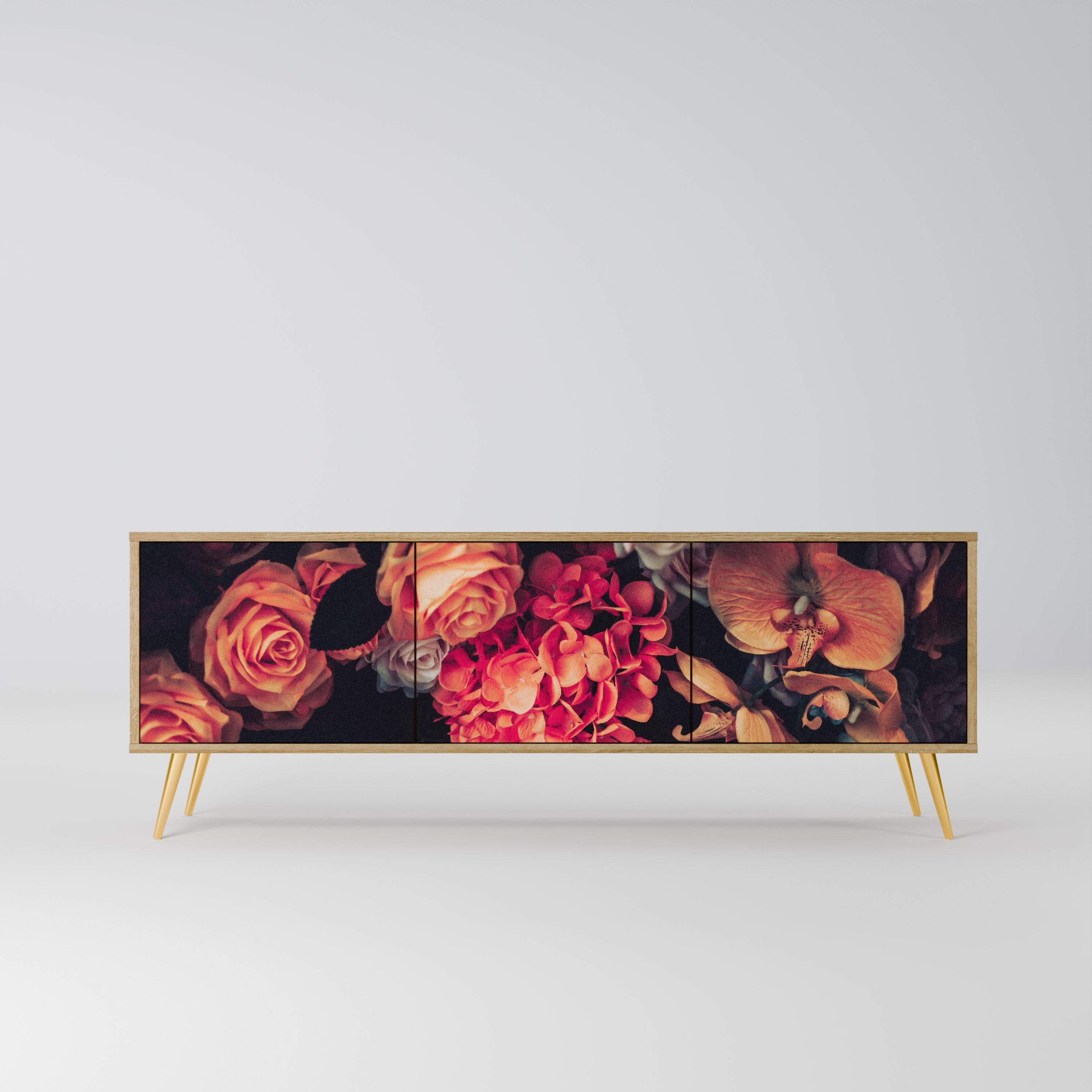 NEVERENDING BLOOM Móvel de TV com 3 Portas em Efeito Carvalho