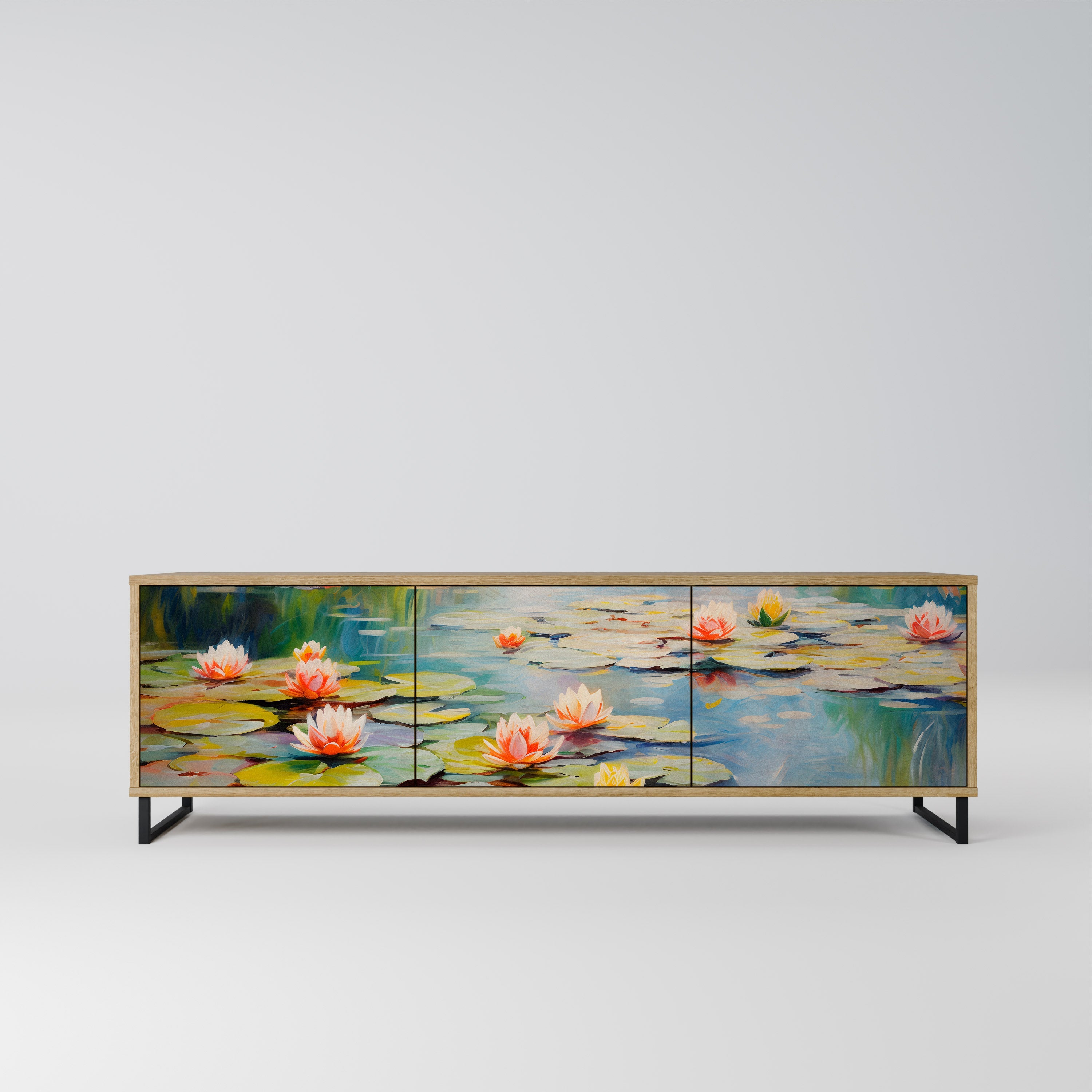 BLOOMING WATERS Móvel de TV com 3 Portas em Efeito Carvalho