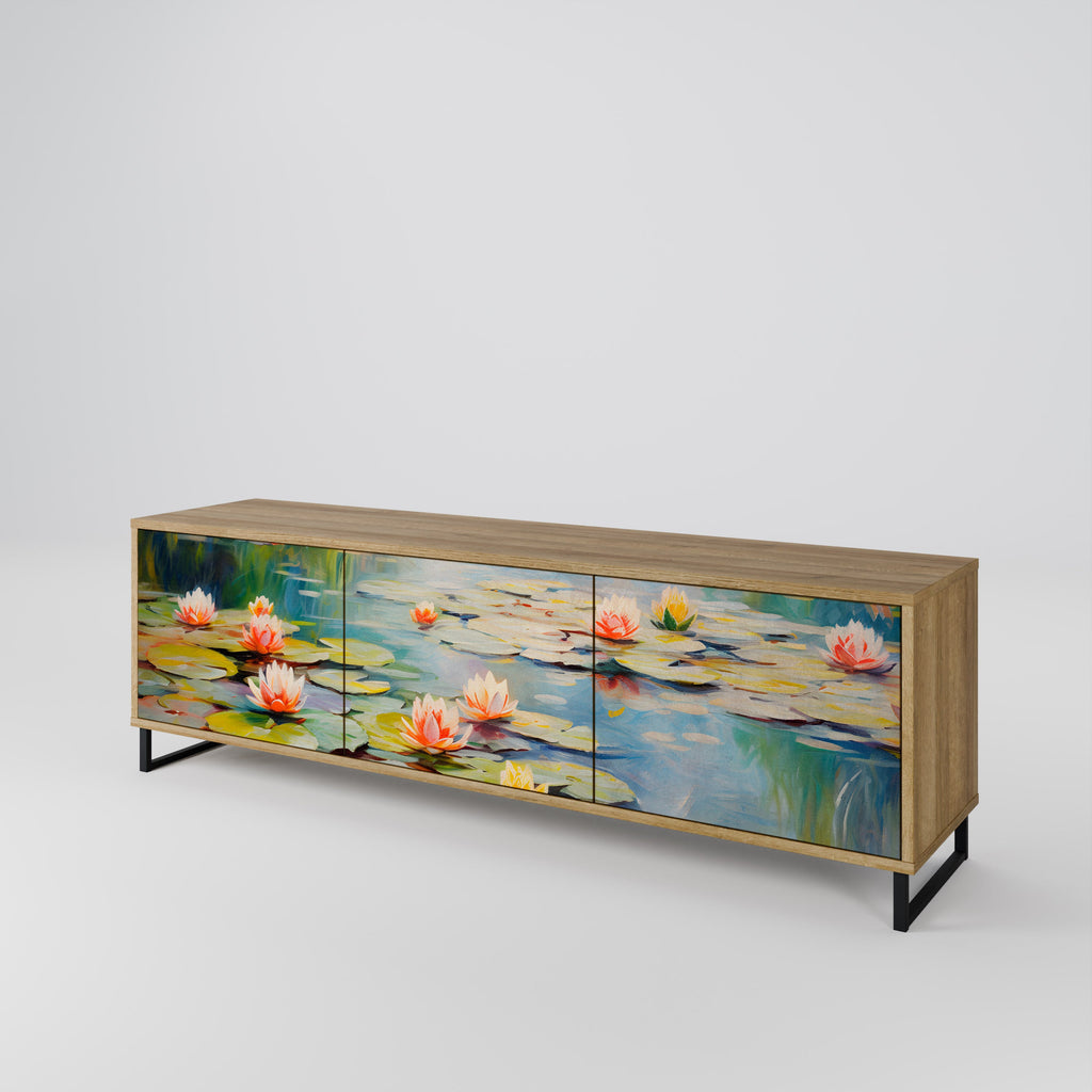 BLOOMING WATERS Móvel de TV com 3 Portas em Efeito Carvalho