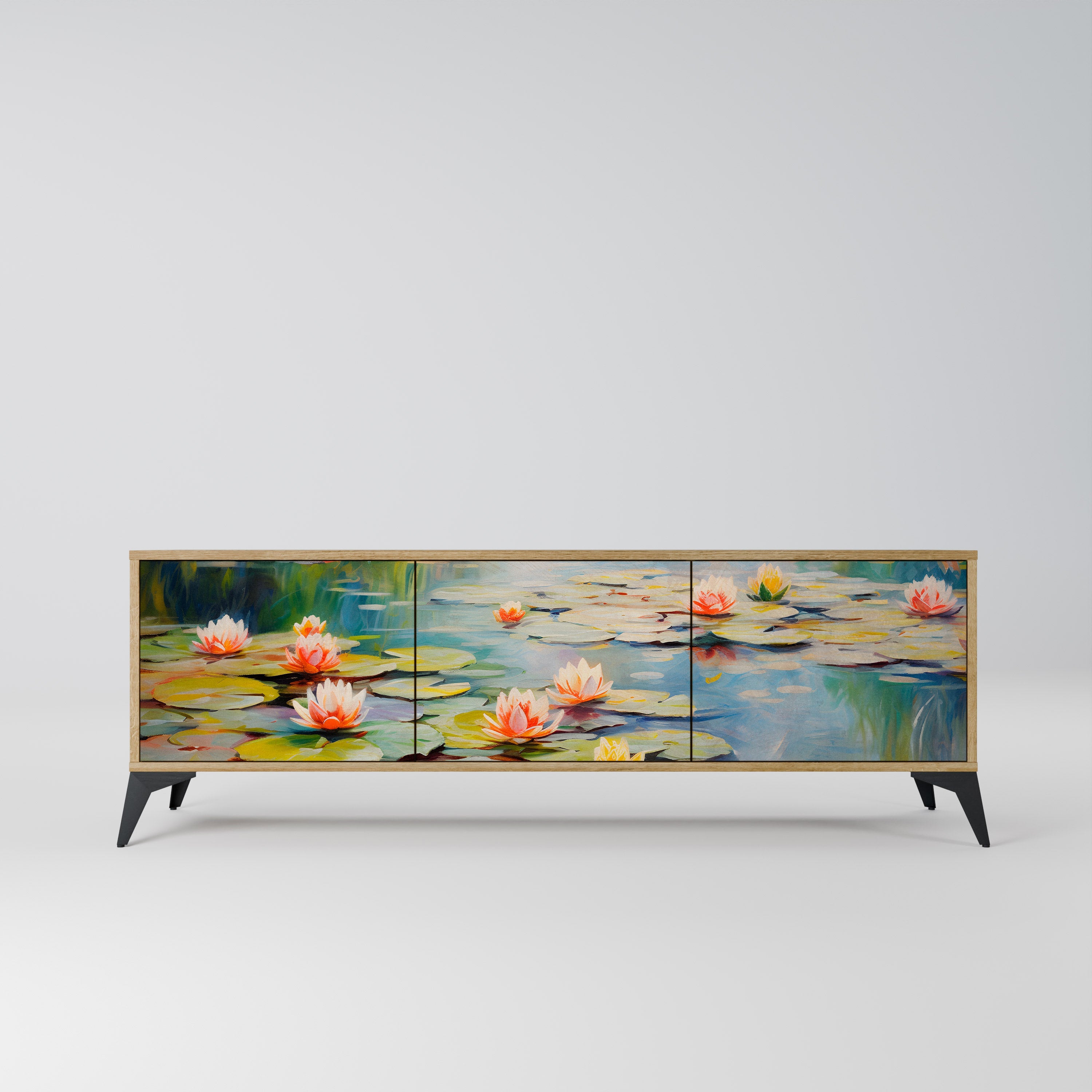 BLOOMING WATERS Móvel de TV com 3 Portas em Efeito Carvalho