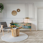 BLOOMING WATERS Móvel de TV com 3 Portas em Efeito Carvalho